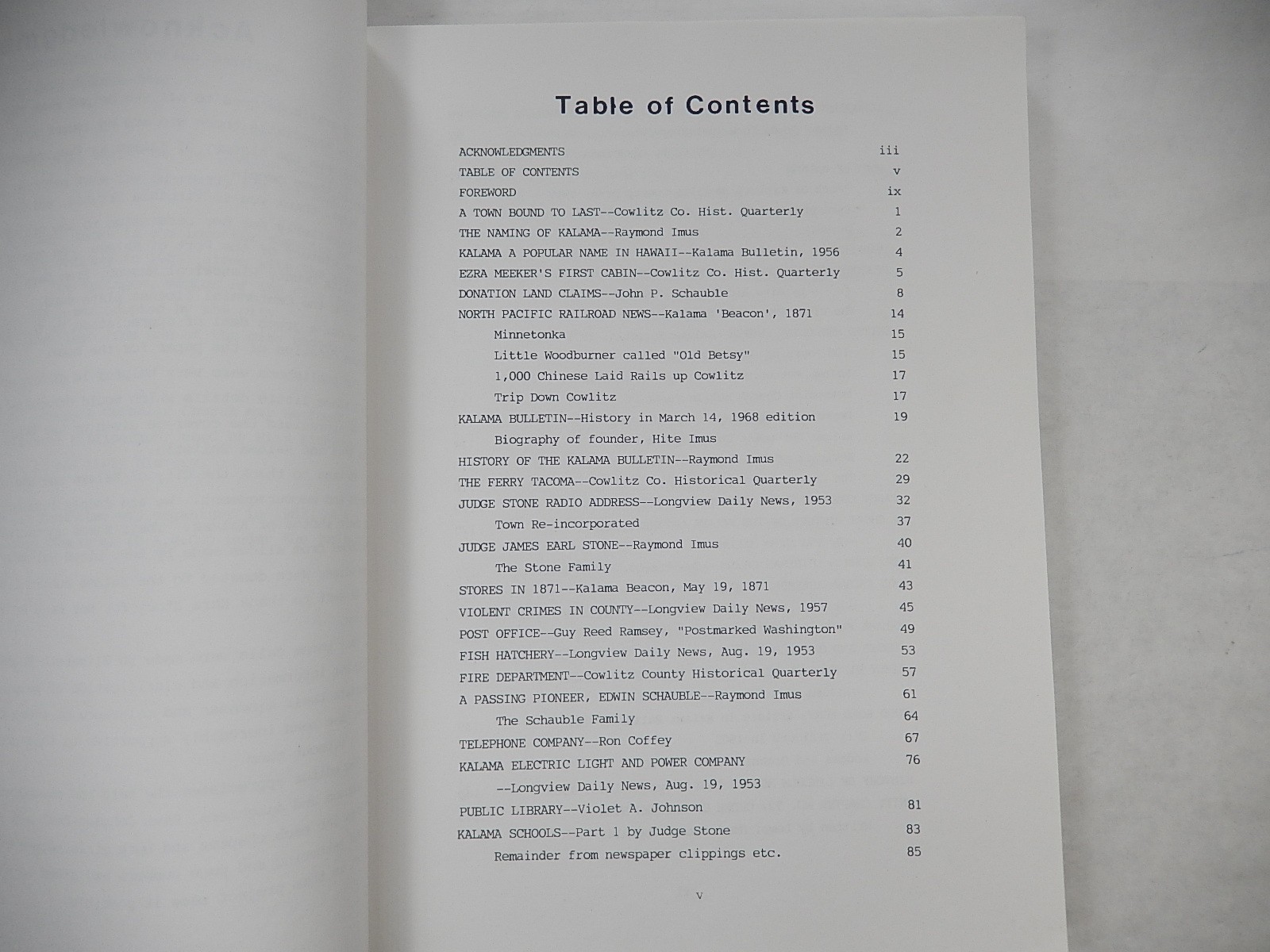 Kalama Washington: A Centennial History, 1990, Paperback, 220 pages