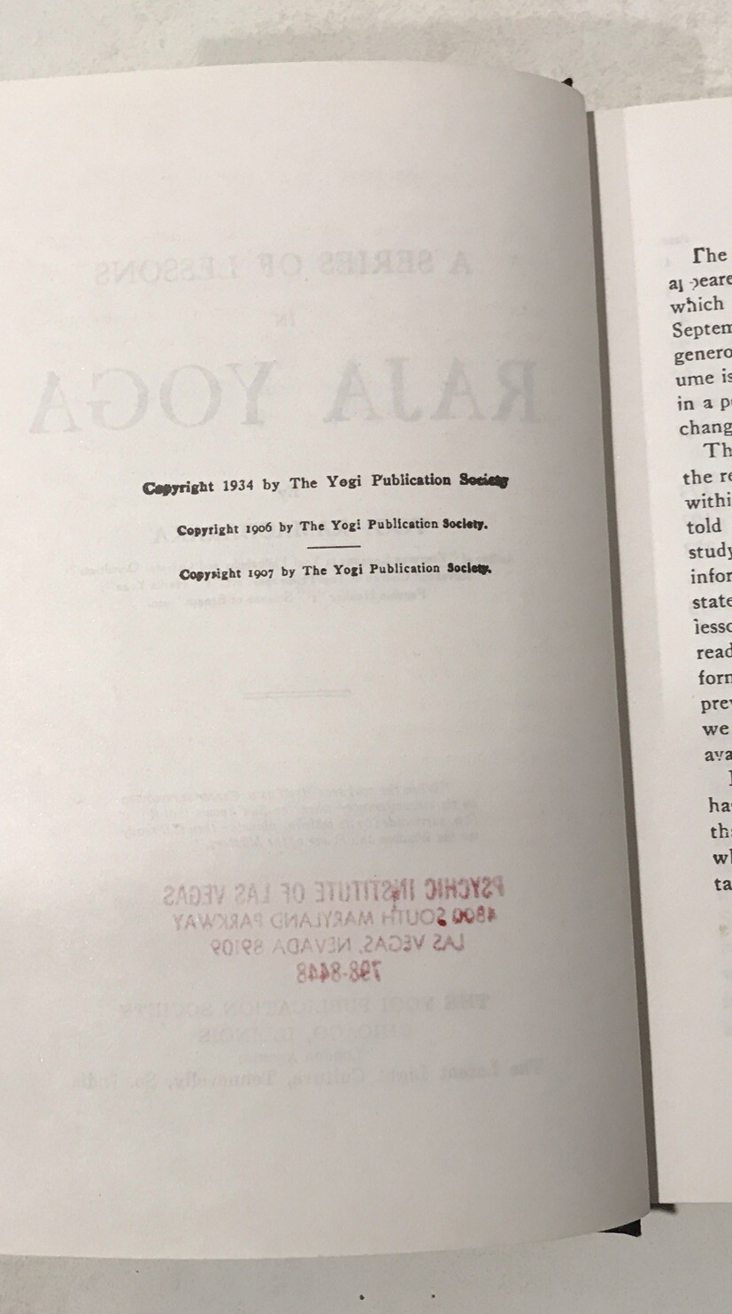 Raja Yoga or Mental Development Yogi Ramacharaka 1934 Hardcover Occultism Lesson
