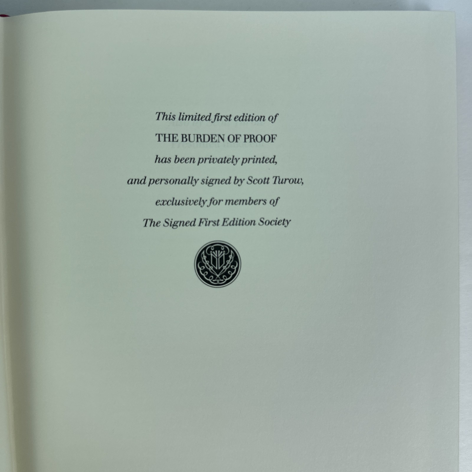Franklin Library The Burden Of Proof Scott Turow 1990 Signed 1st Edition Leather