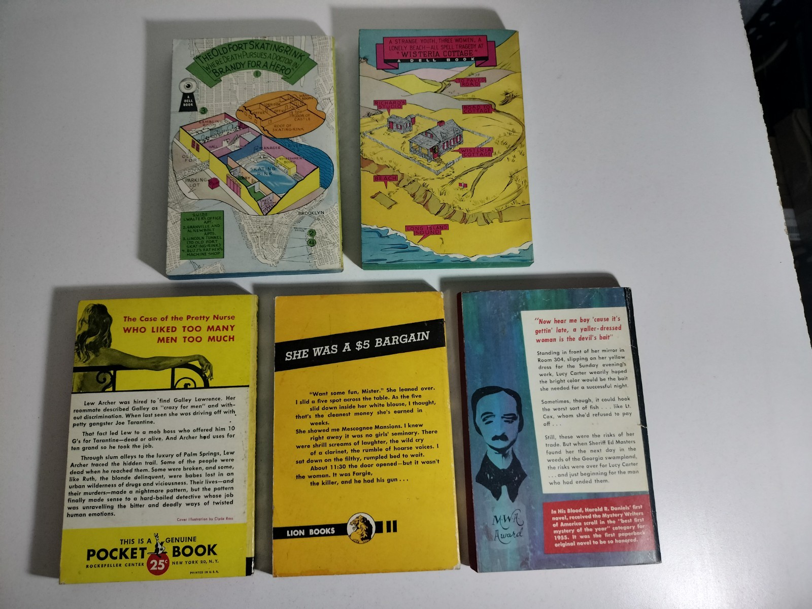 Vintage 1950s Mystery Paperback Lot Dell Lion Pocket Crime Noir 5 Books Pulp