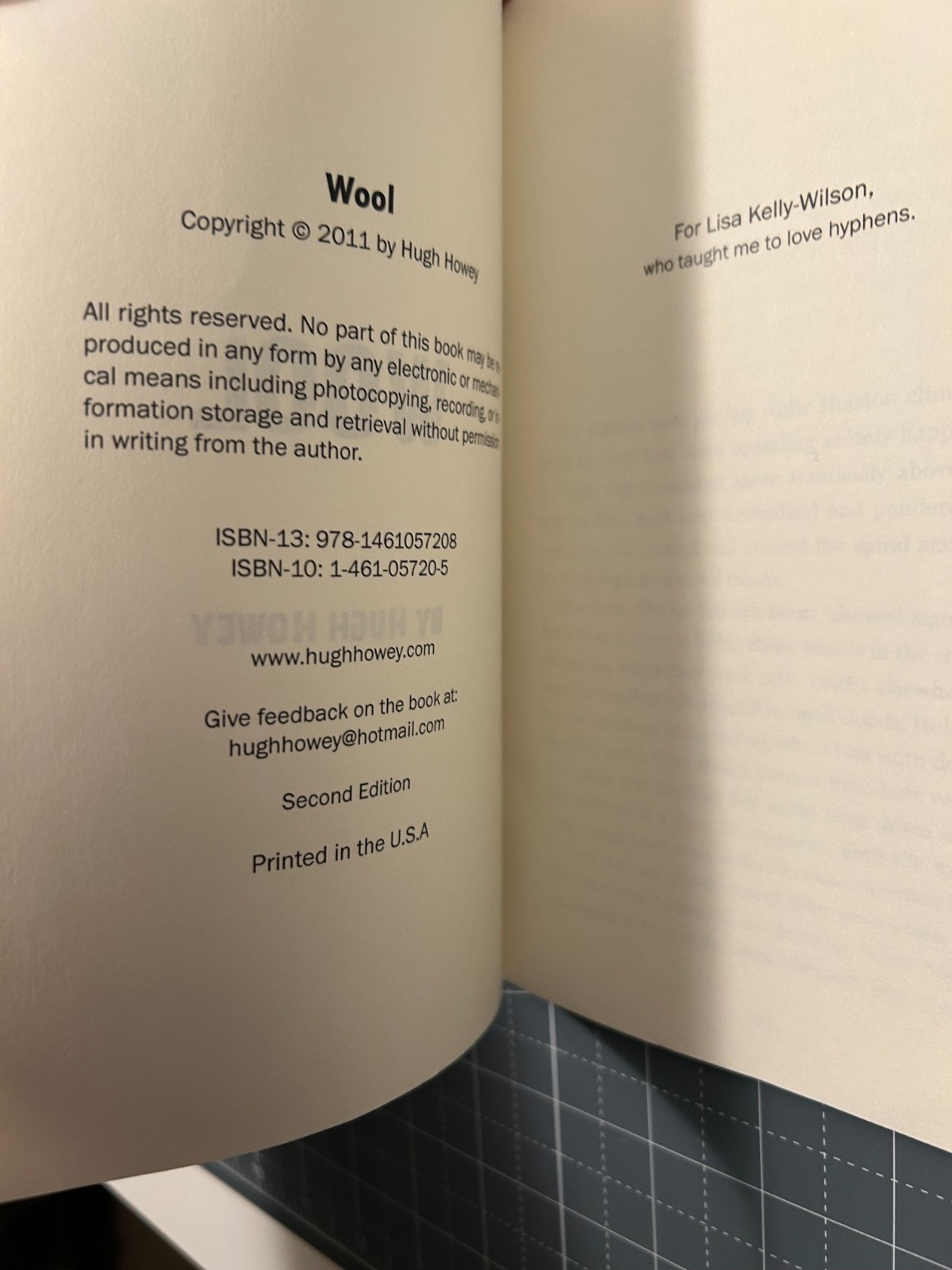 Hugh Howey – Wool 1 Holston – SILO; Second Edition 1st Print Self Published RARE