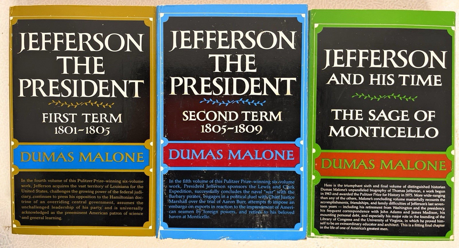 Thomas Jefferson and His Time (1981 tpb G) Dumas Malone 6 Volume Set