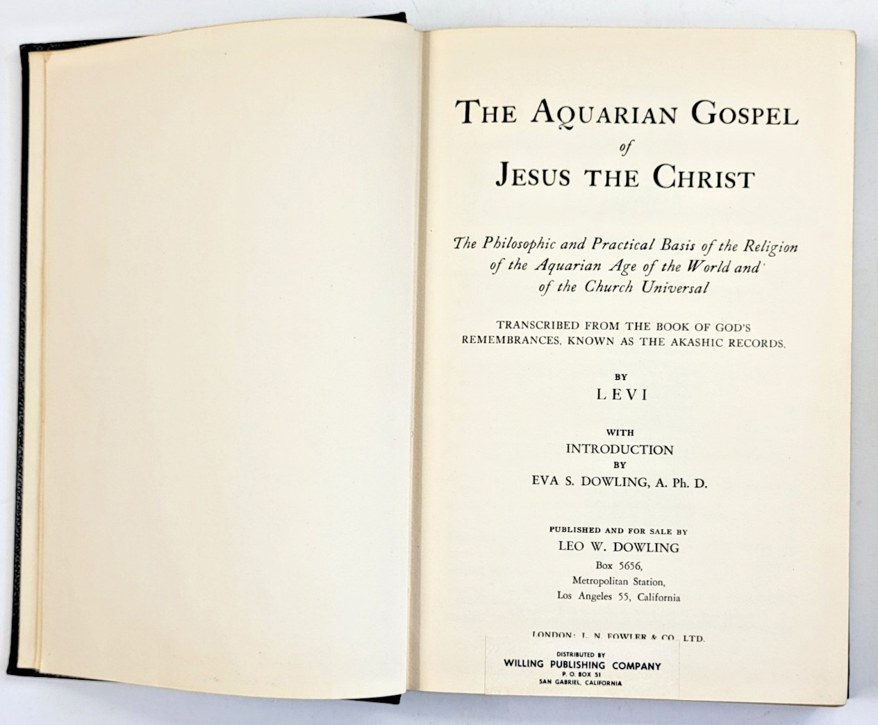 The Aquarian Gospel of Jesus the Christ by LEVI 20th Printing 1952 HC
