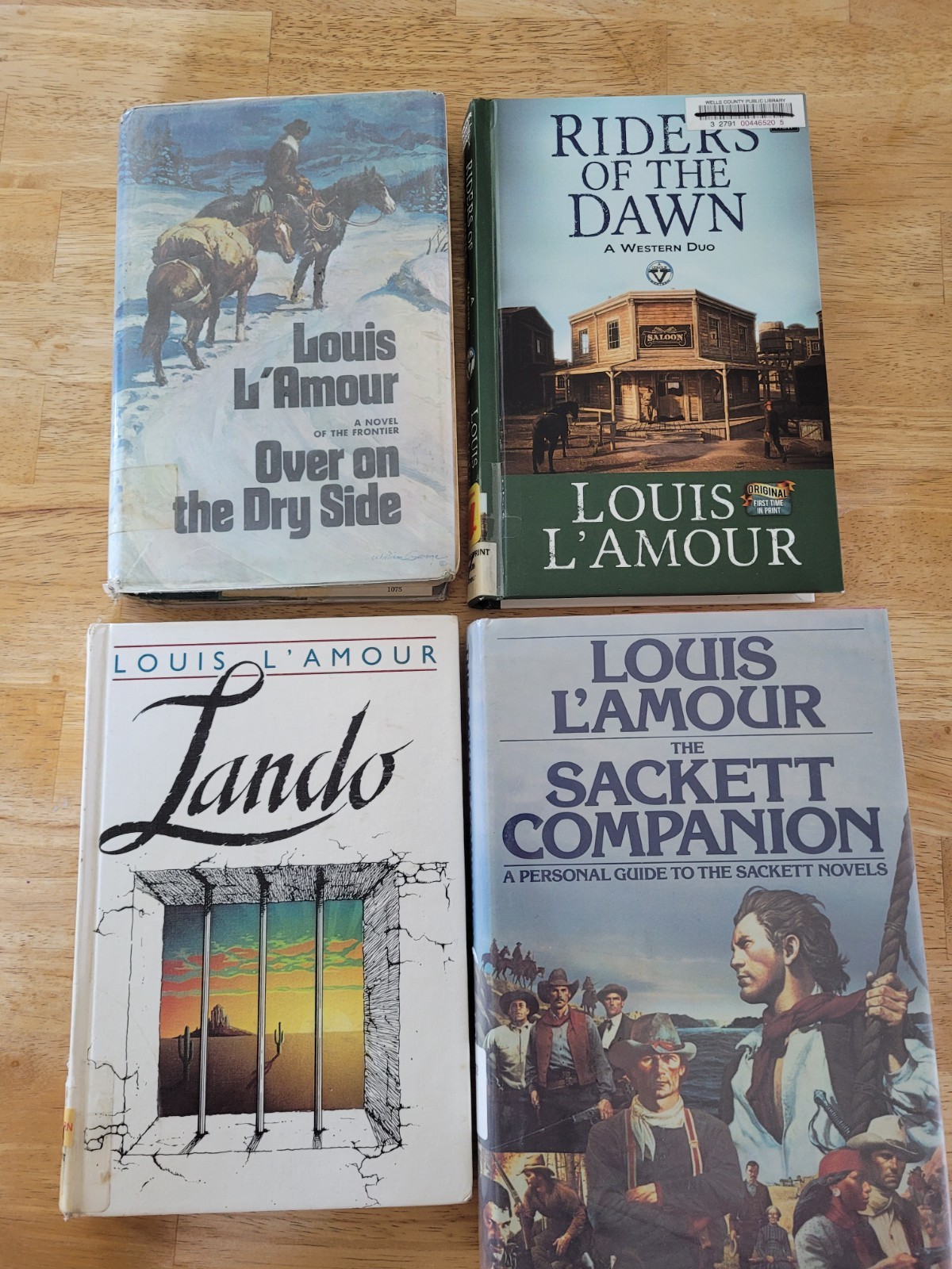 4 Louis L’Amour Hardcover Book -2 Large Print -Sackett Companion-Ex Lib
