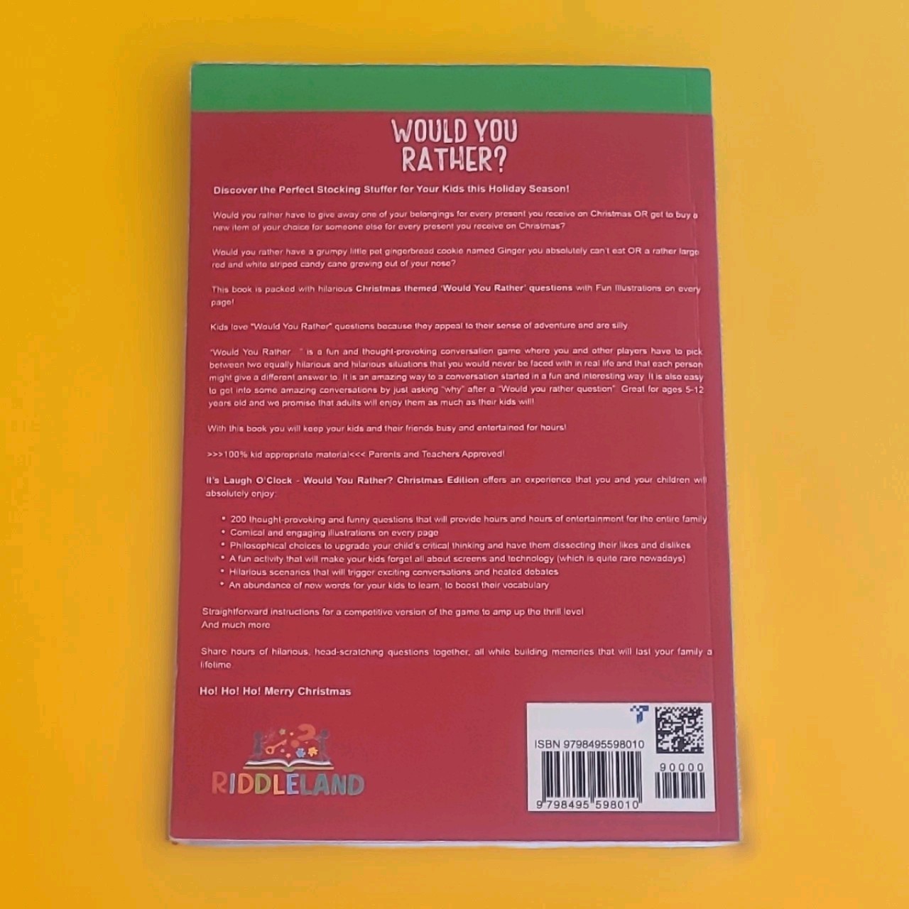 Riddleland Would You Rather? Christmas Edition Paperback Illustrated Ages 9-12