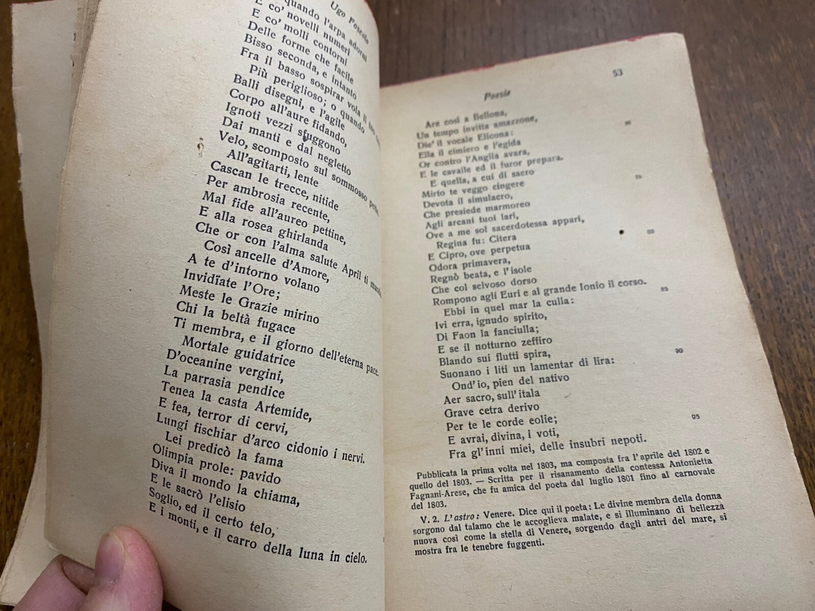 OLD ITALIAN BOOK POESIE CLASSICI ITALIANI #398 BY UGO FOSCOLO YEAR 1796