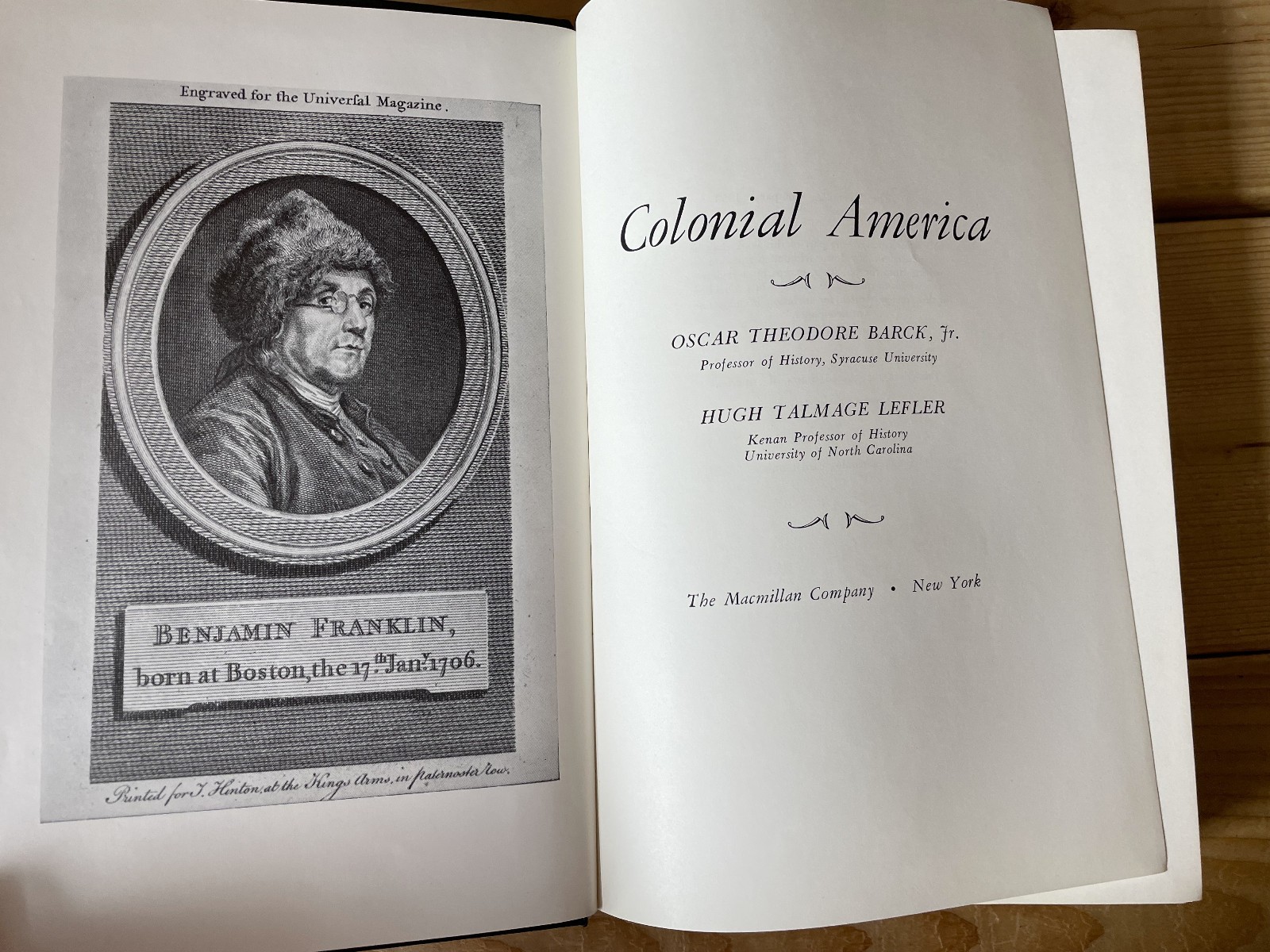 Colonial America by Barck Jr. & Lefler (1959) Published by The Macmillan Company
