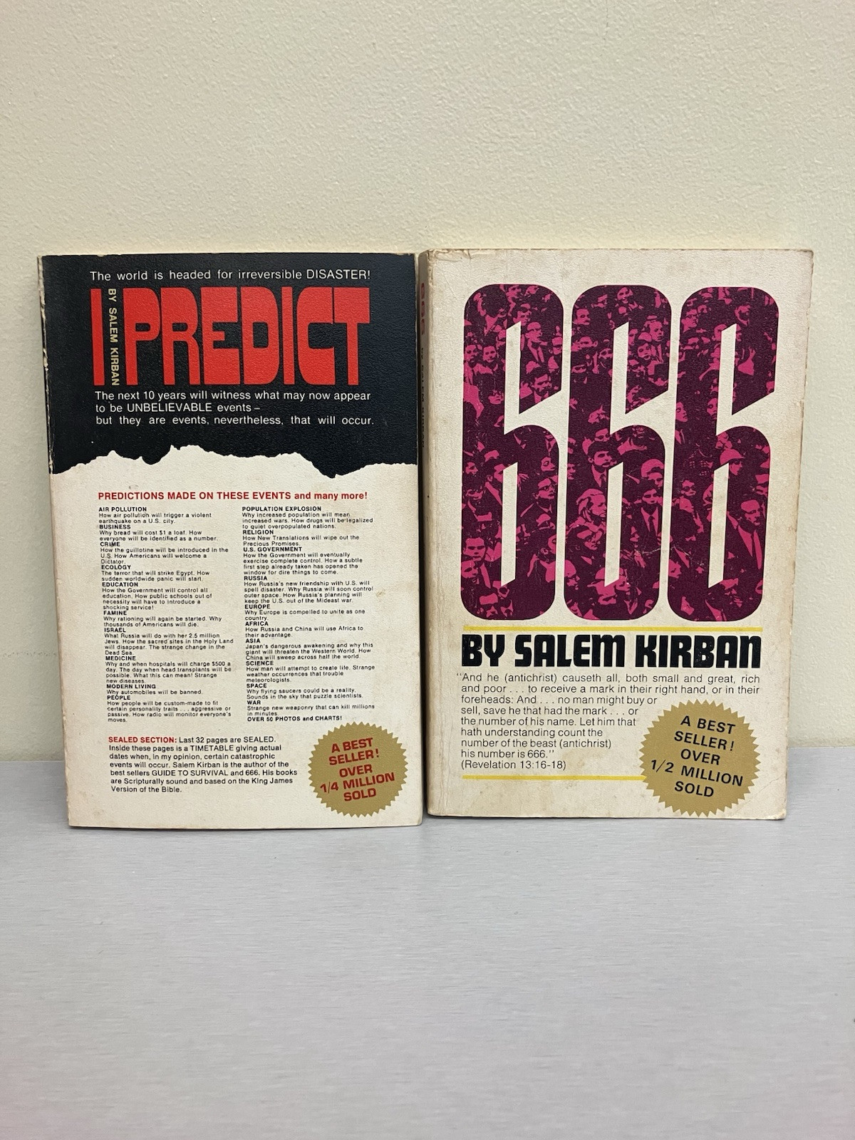 I Predict Salem Kirban (7th Print 1975) + 666 (13th Print 1975) – Good – PB