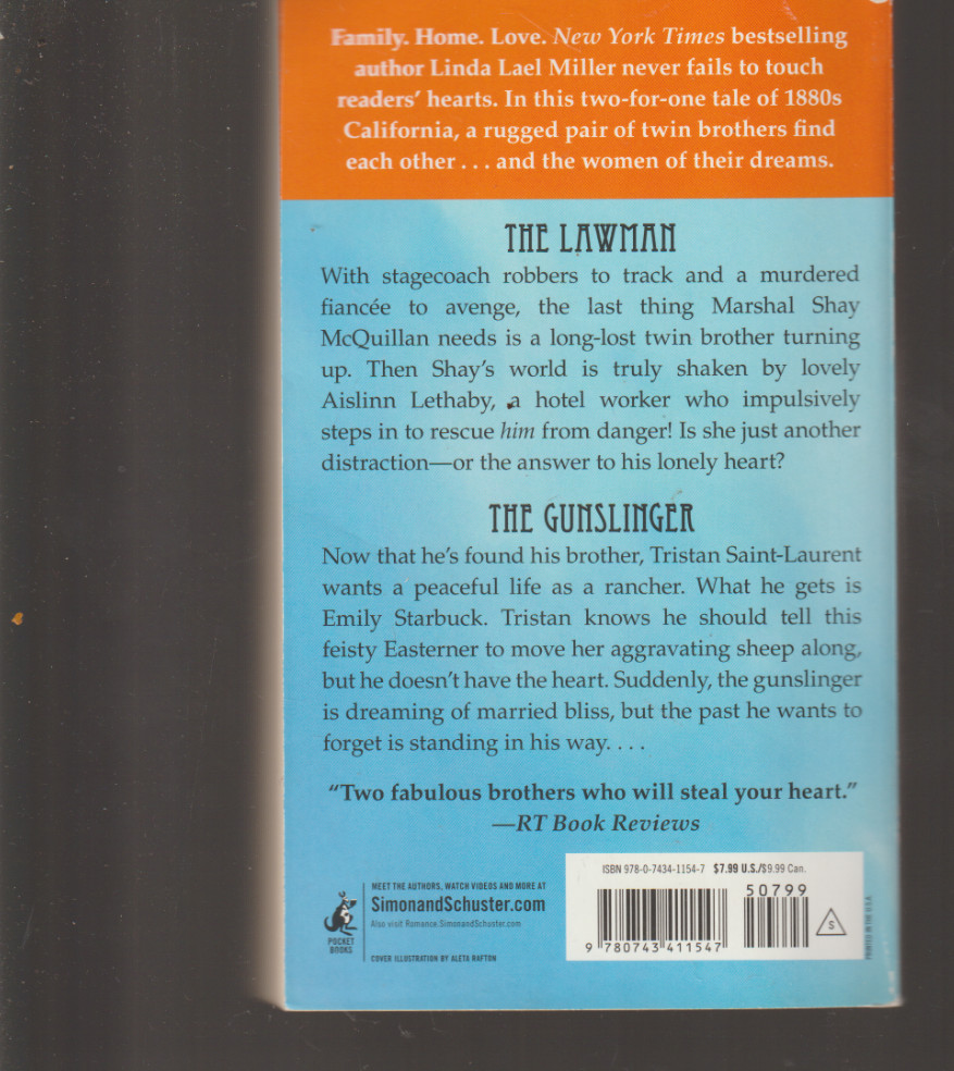 Two Brothers 2015 20-10 Pocket Linda Lael Miller Romance The Lawman Gunslinger