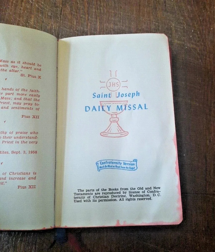 Saint Joseph Daily Missal Rev. Hugo H. Hoever 1961 Revised Edition Catholic Book