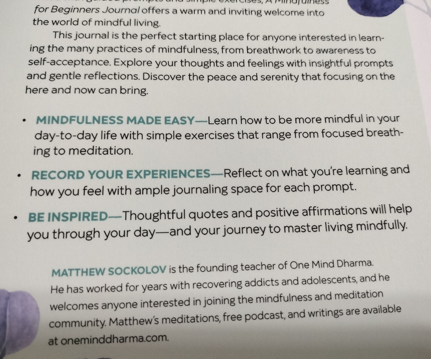 A Mindfulness for Beginners Journal: Prompts and Practices for Living In Moment