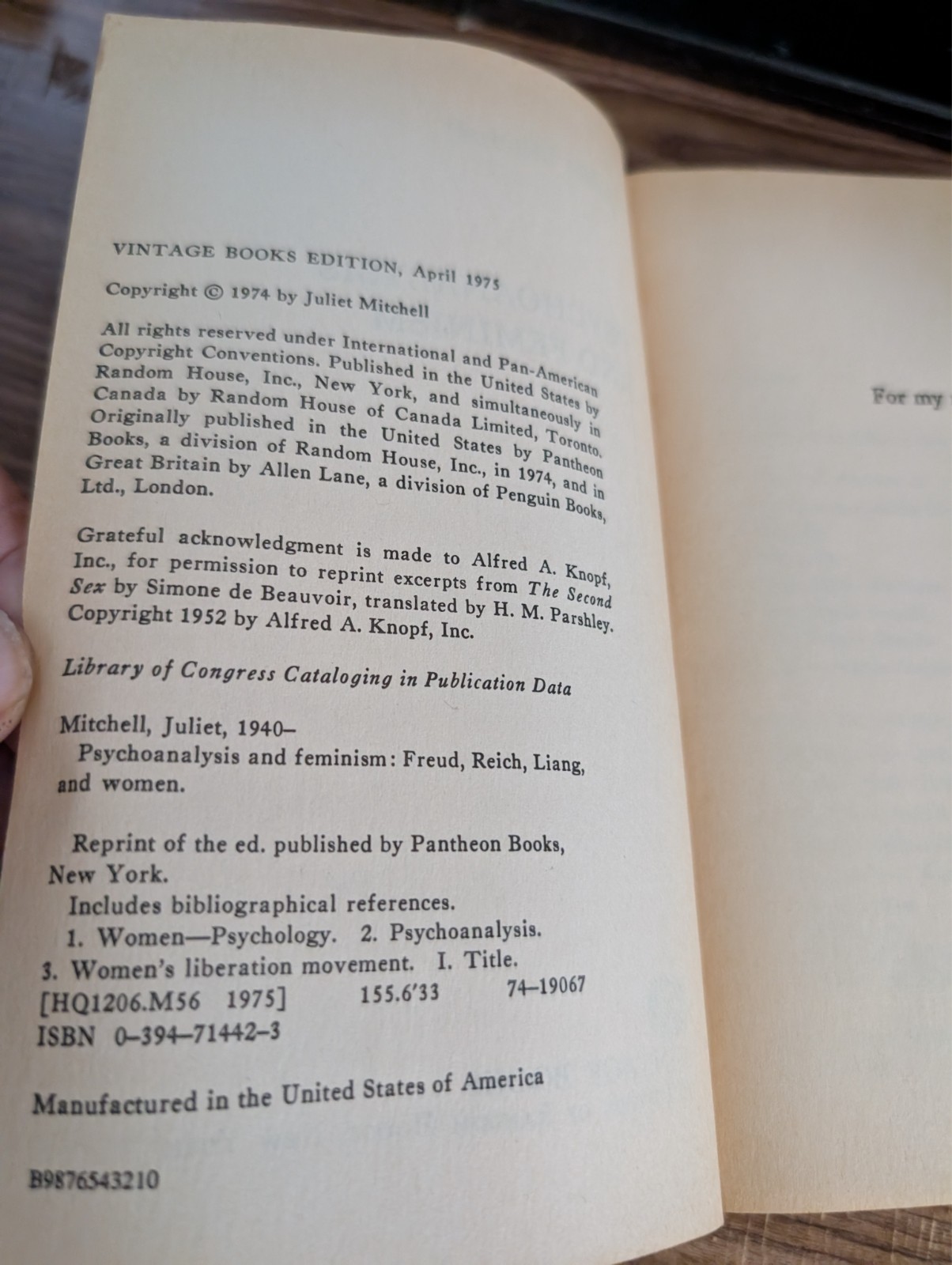 Psychoanalysis and Feminism Mitchell, Juliet