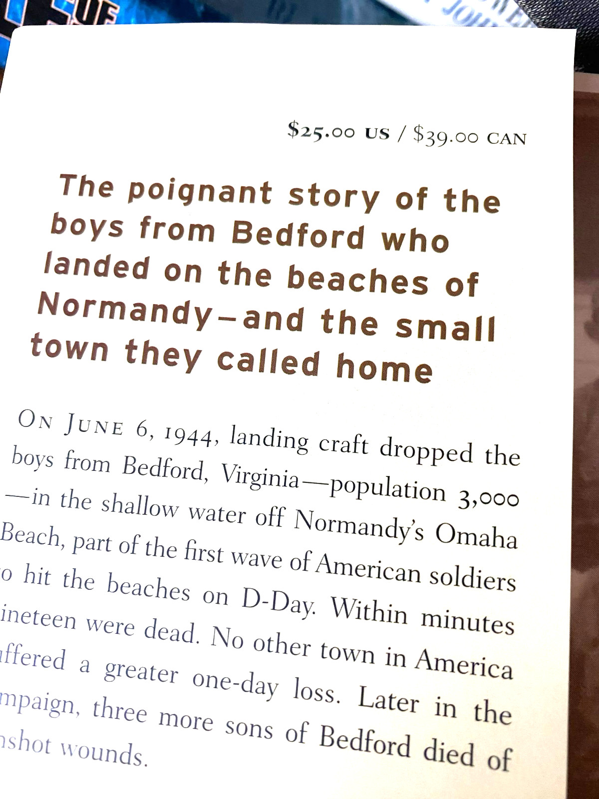 RARE! Bedford Boys: One American Town’s Ultimate D-Day Sacrifice by Alex Kershaw