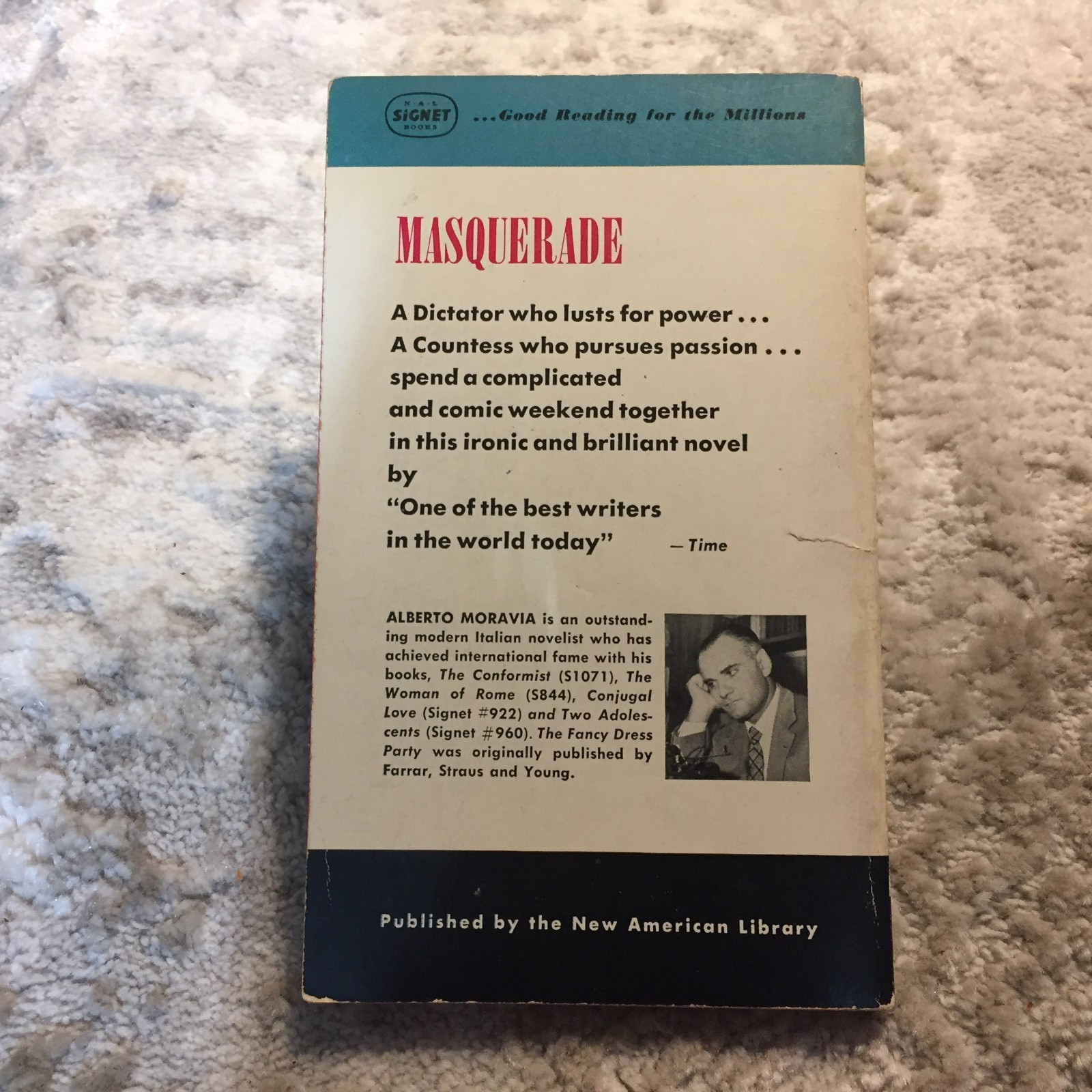 The Fancy Dress Party Alberto Moravia 1954 Signet Allegorical Political Satire