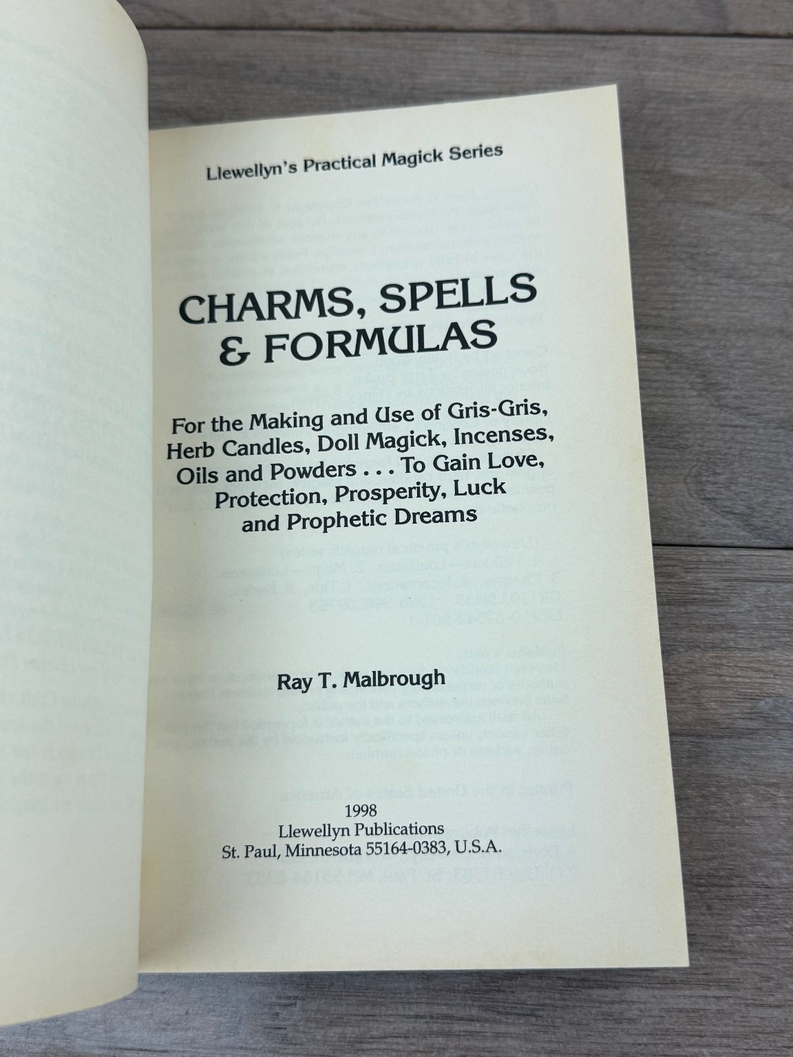 Charms, Spells & Formulas Ray T. Malbrough 1998 Practical Magick Hoodoo