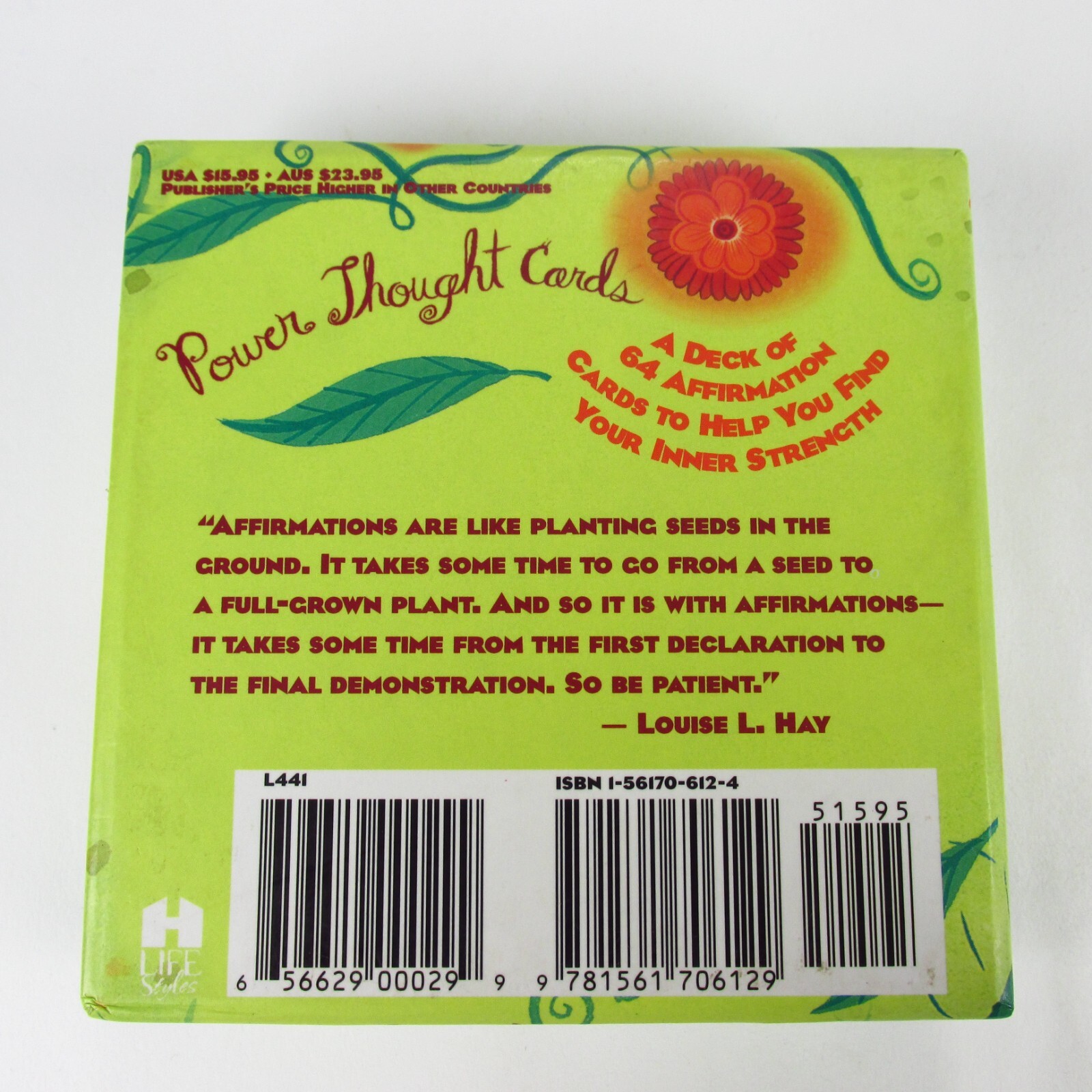 Power Thought Cards- Louise Hay, 64 card deck- Positive Affirmations 4″x4″