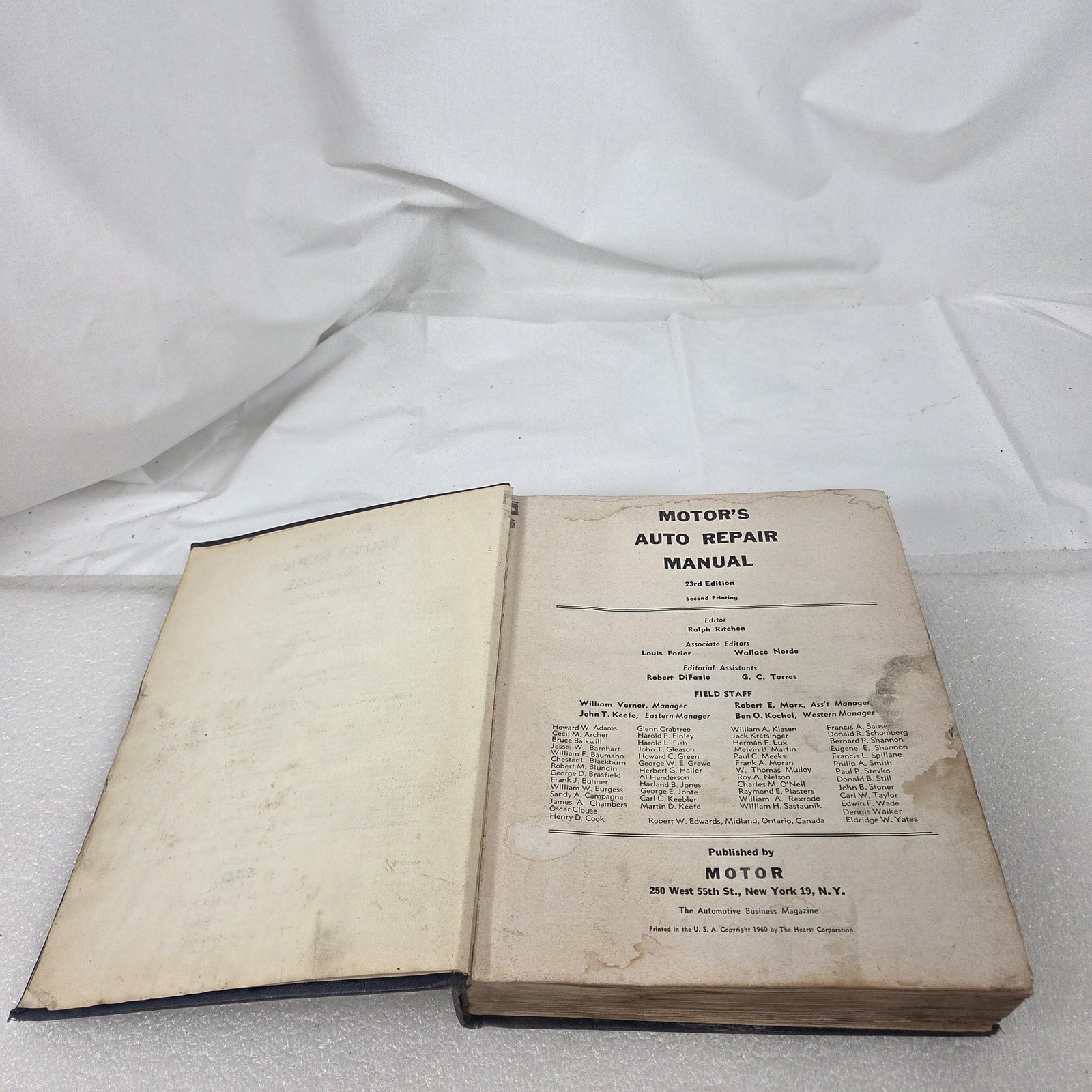 Vintage 1960 Motor’s Auto Repair Manual 23rd Edition Hardcover Car Repair Guide