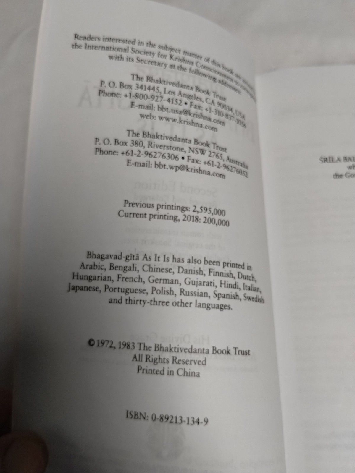 Bhagavad-Gita : As It Is by A. C. Bhaktivedanta Prabhupada 2018 Paperback