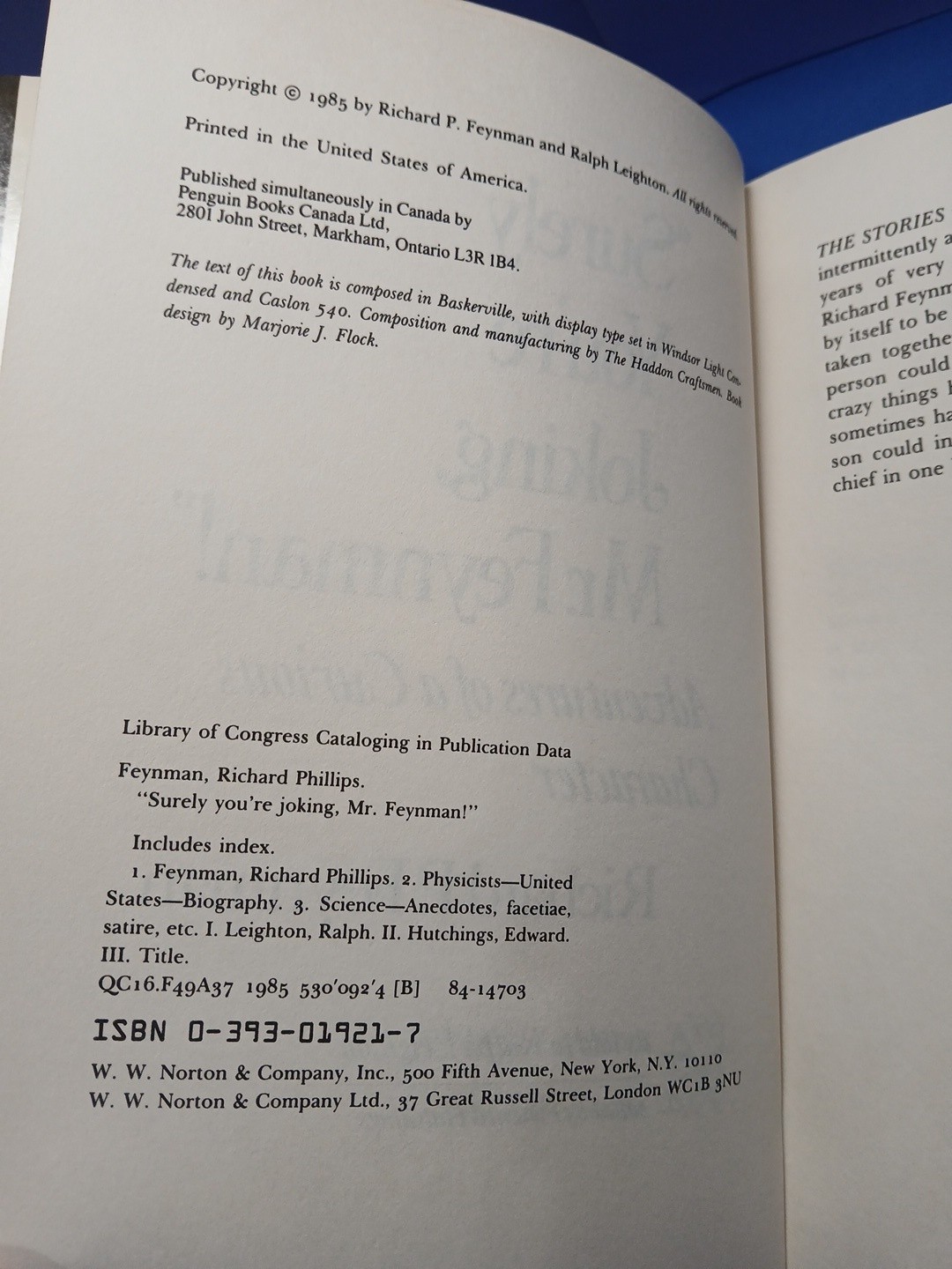 Surely You’re Joking, Mr. Feynman: Richard P Feynman (Review Copy?)