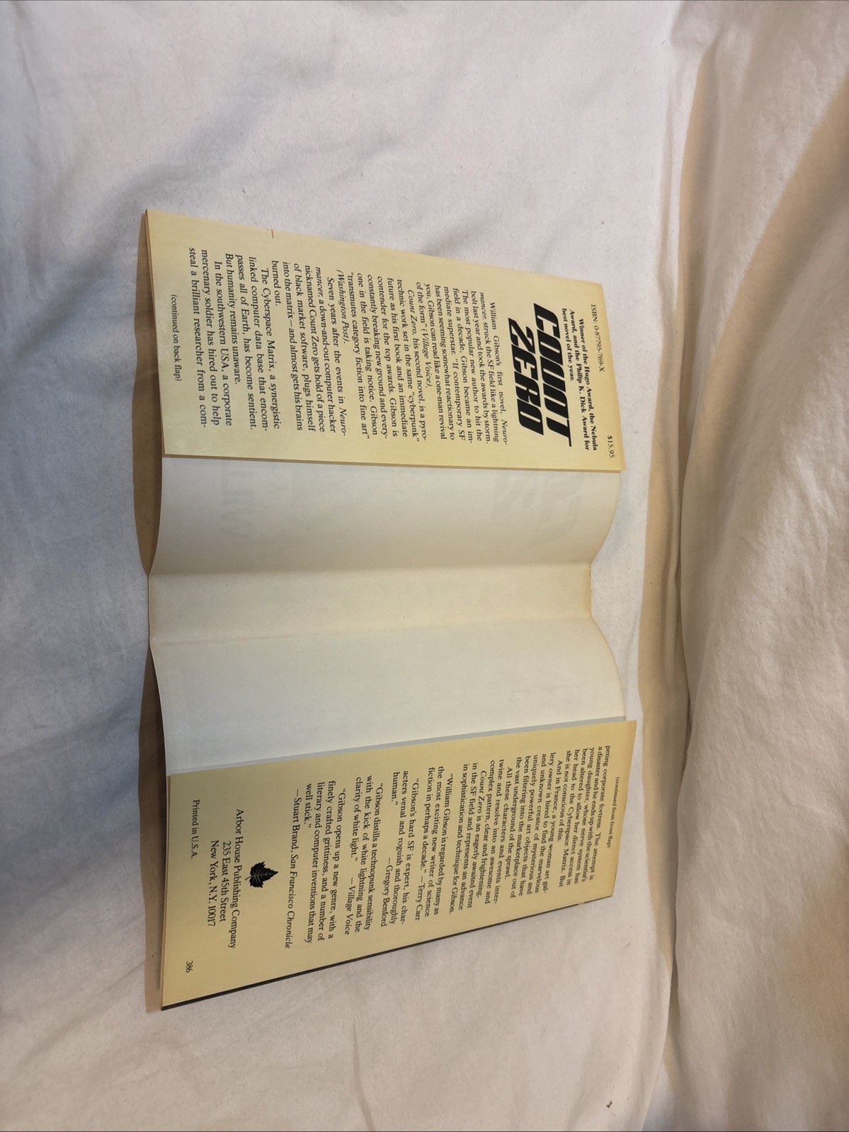 Count Zero William Gibson 1st Edition 1st Printing Hardcover 1986 Sci Fi Rare