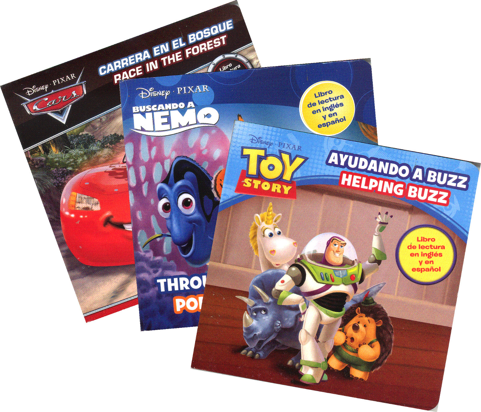 SET 4 DE 3 LIBROS DE CUENTOS BILINGÜES DE DISNEY/PIXAR, EN ESPAÑOL