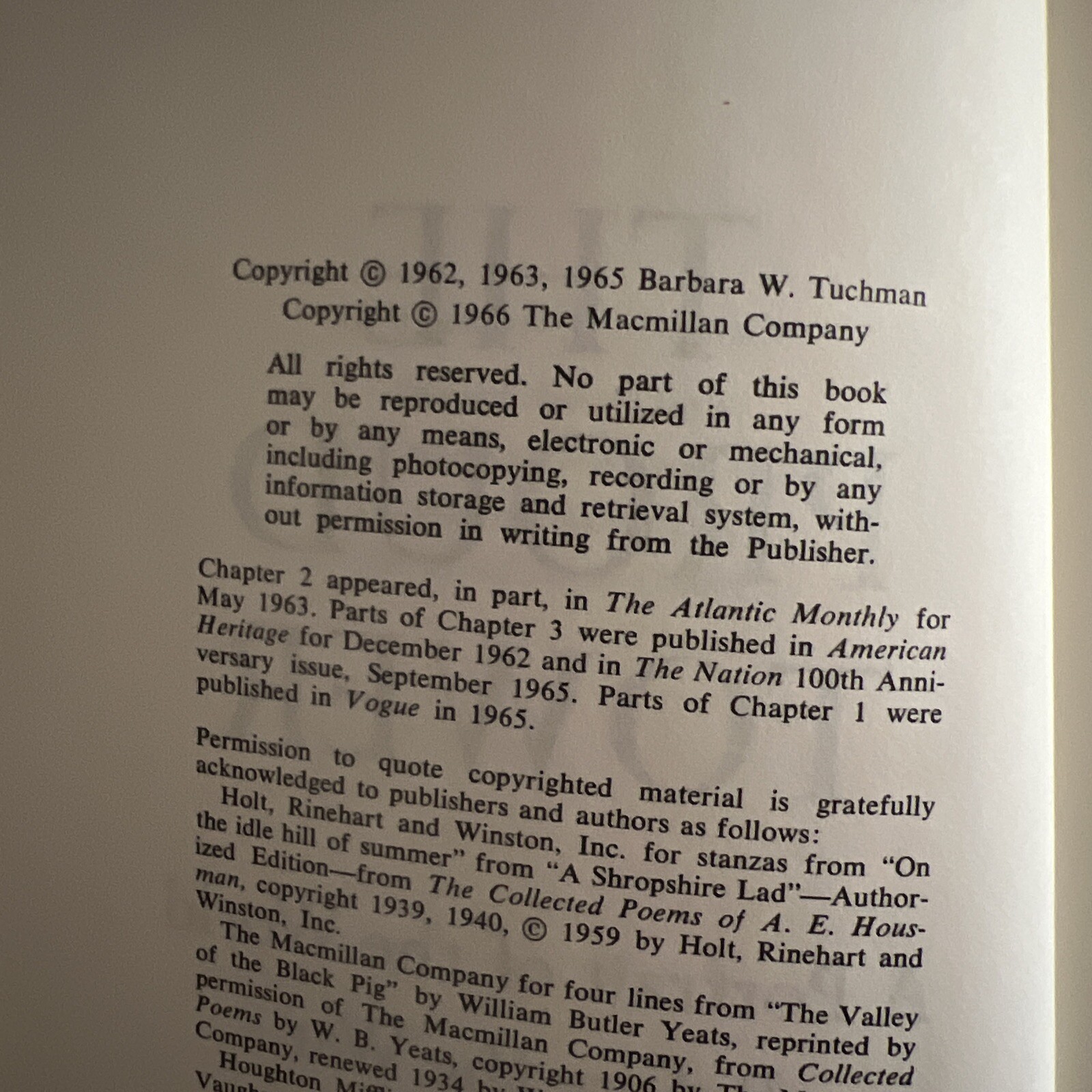 The Proud Tower Barbara W. Tuchman 1966 First Printing The Macmillan Company