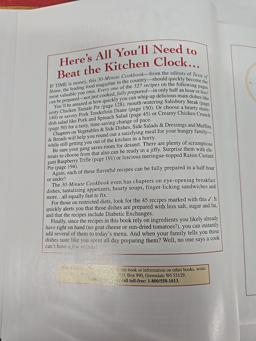 Taste Of Home 30 Minute Cookbook 210 Pages