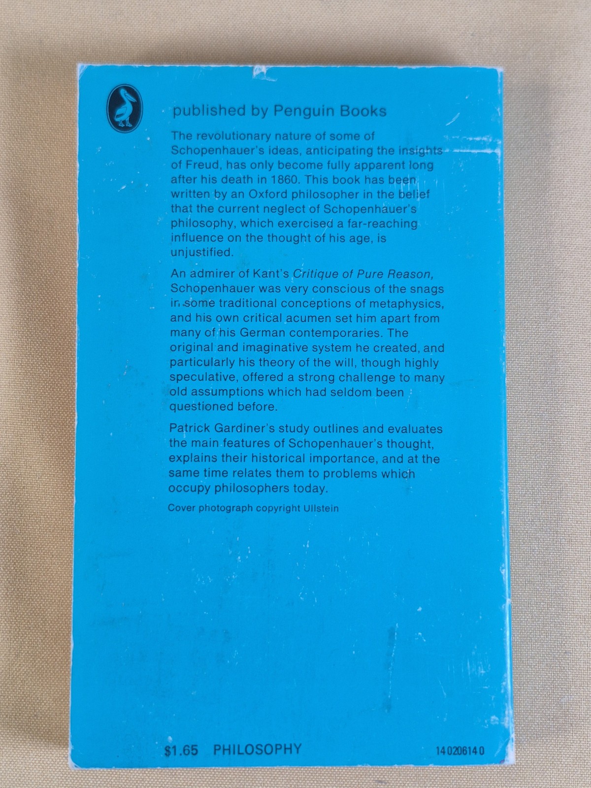 Schopenhauer – A Pelican Original – Patrick Gardiner – Penguin 1971 Mass Market