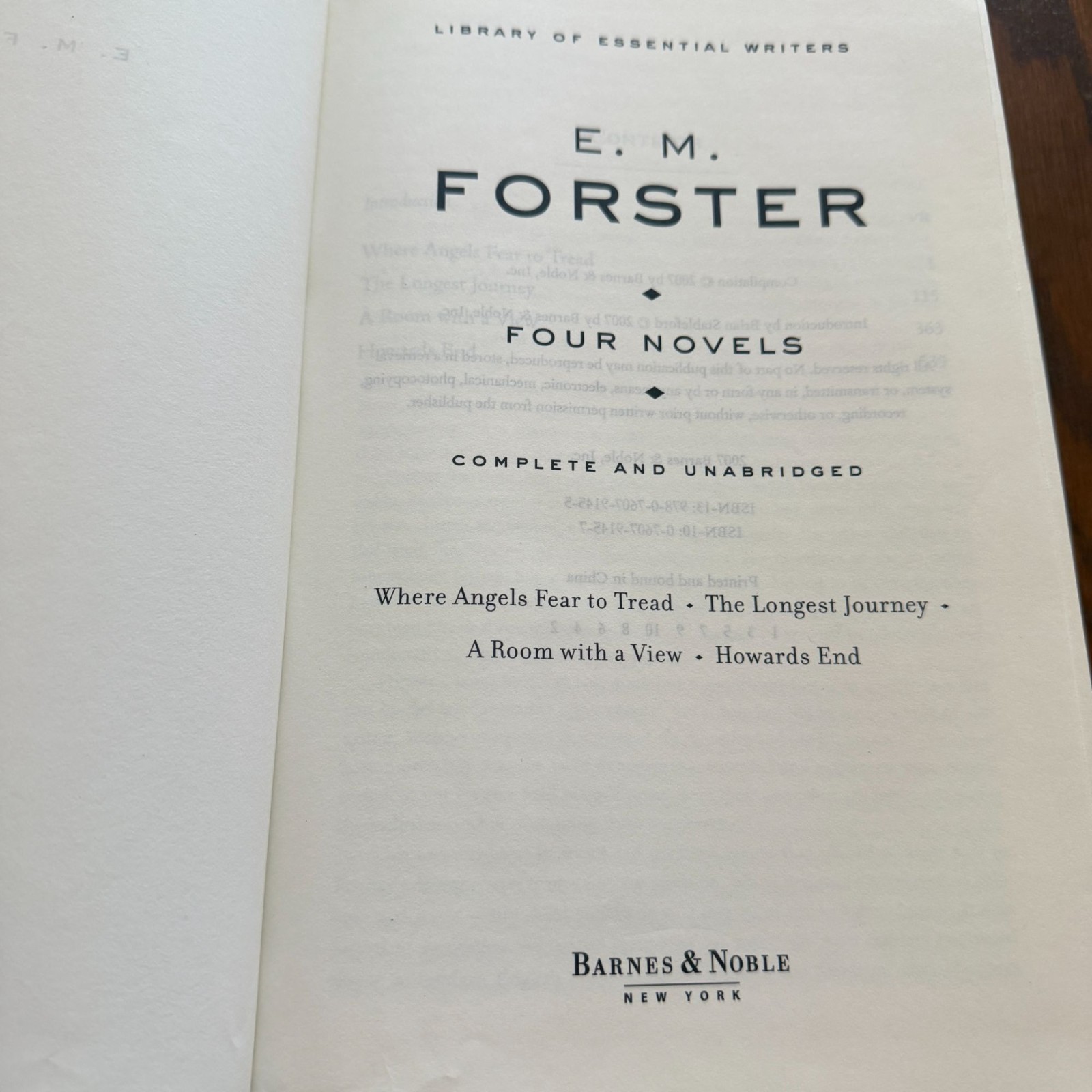 E.M. Forster Complete & Unabridged set of novels Barnes & Noble howards end