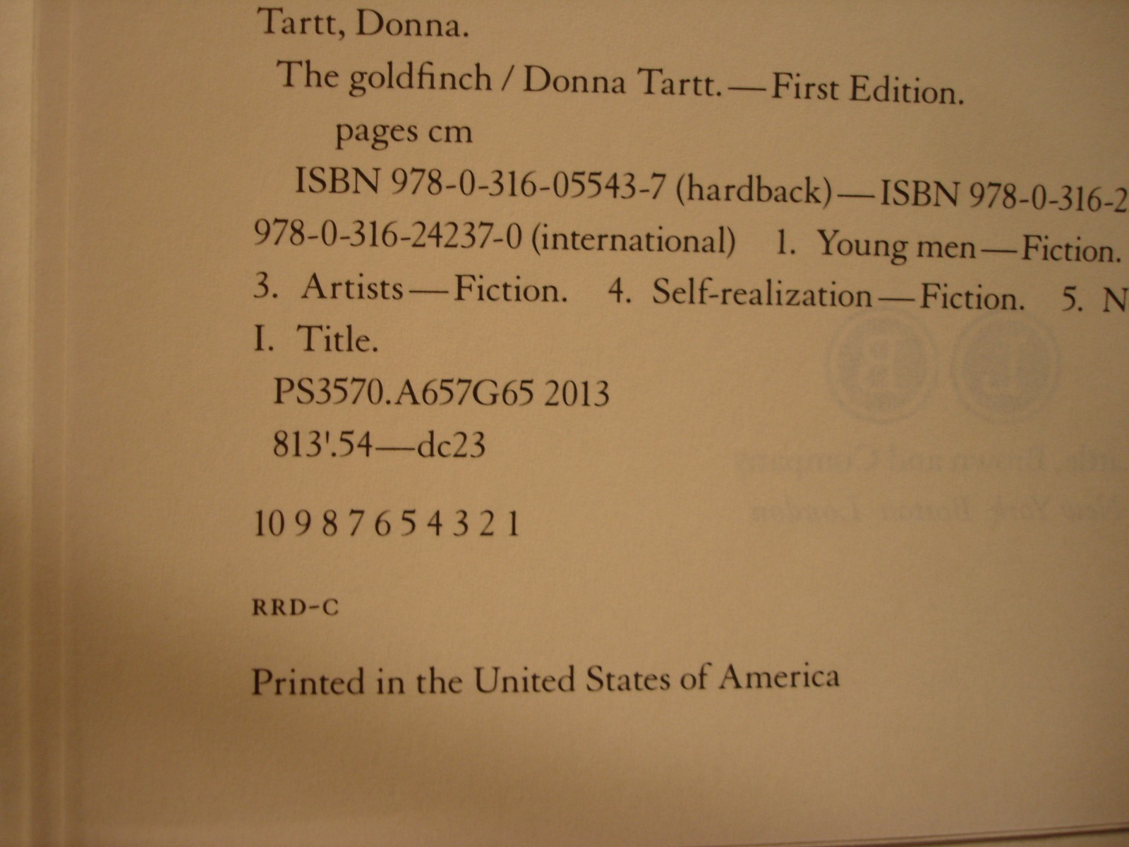 Donna Tartt – The Goldfinch – SIGNED – 1st Edition – HC/DJ
