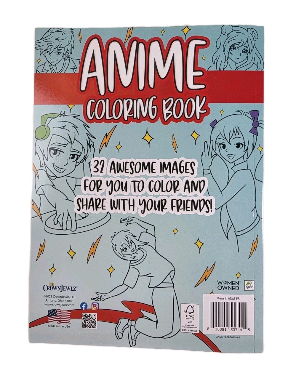 Anime Coloring Book 32 Fun Images! With Tear-Out Pages CrownJewlz New