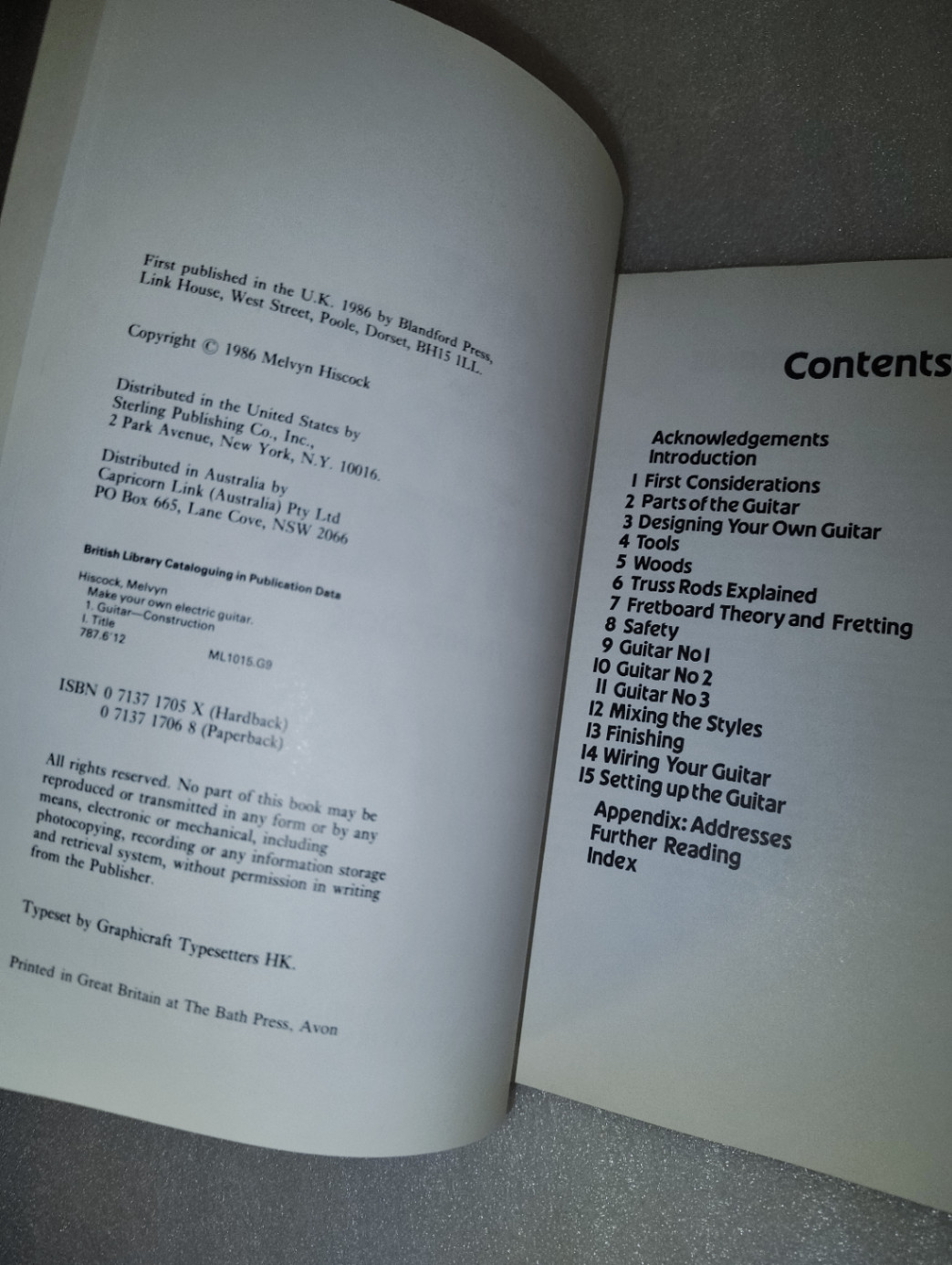 Make Your Own Electric Guitar Melvyn Hiscock 1986 Paperback DIY Guide Blandford
