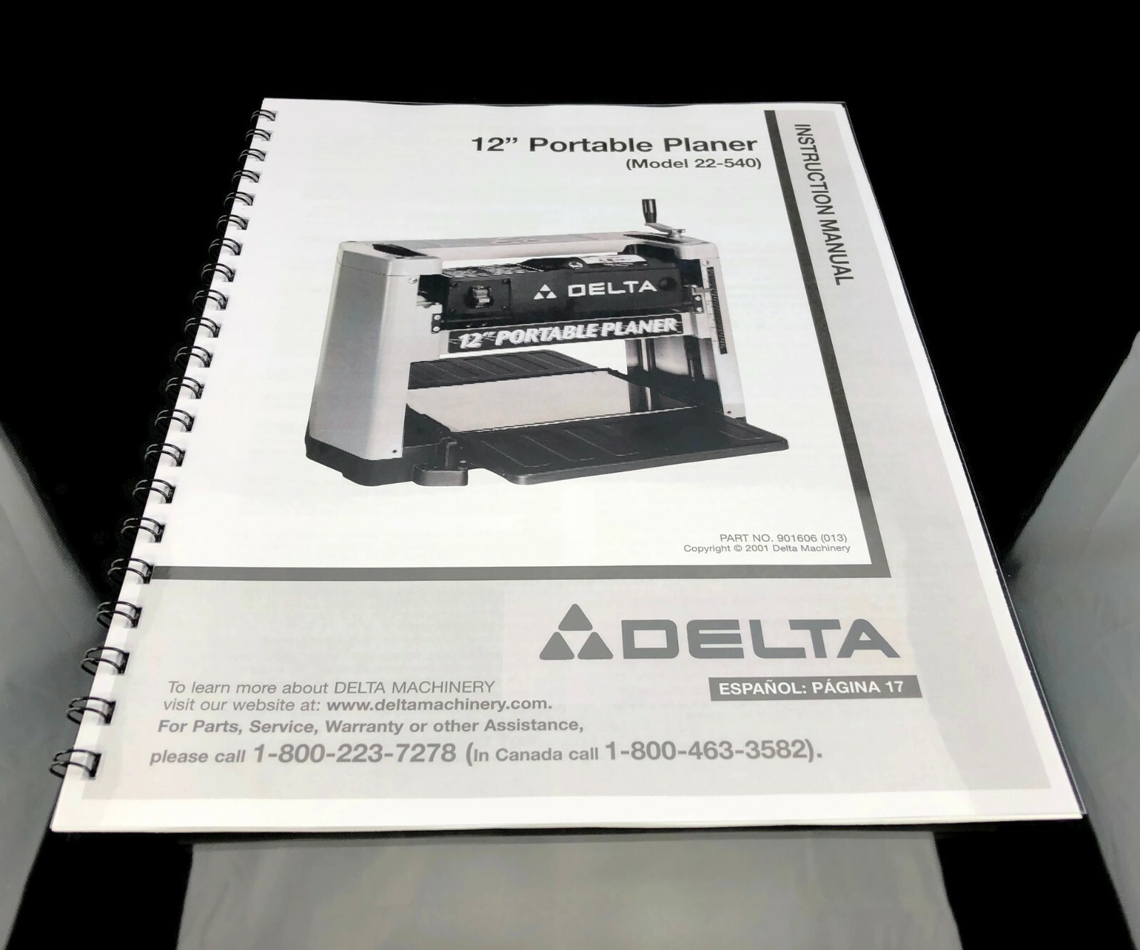 Delta 12″ Portable Planer 22-540 Instruction Manual SPIRAL BOUND