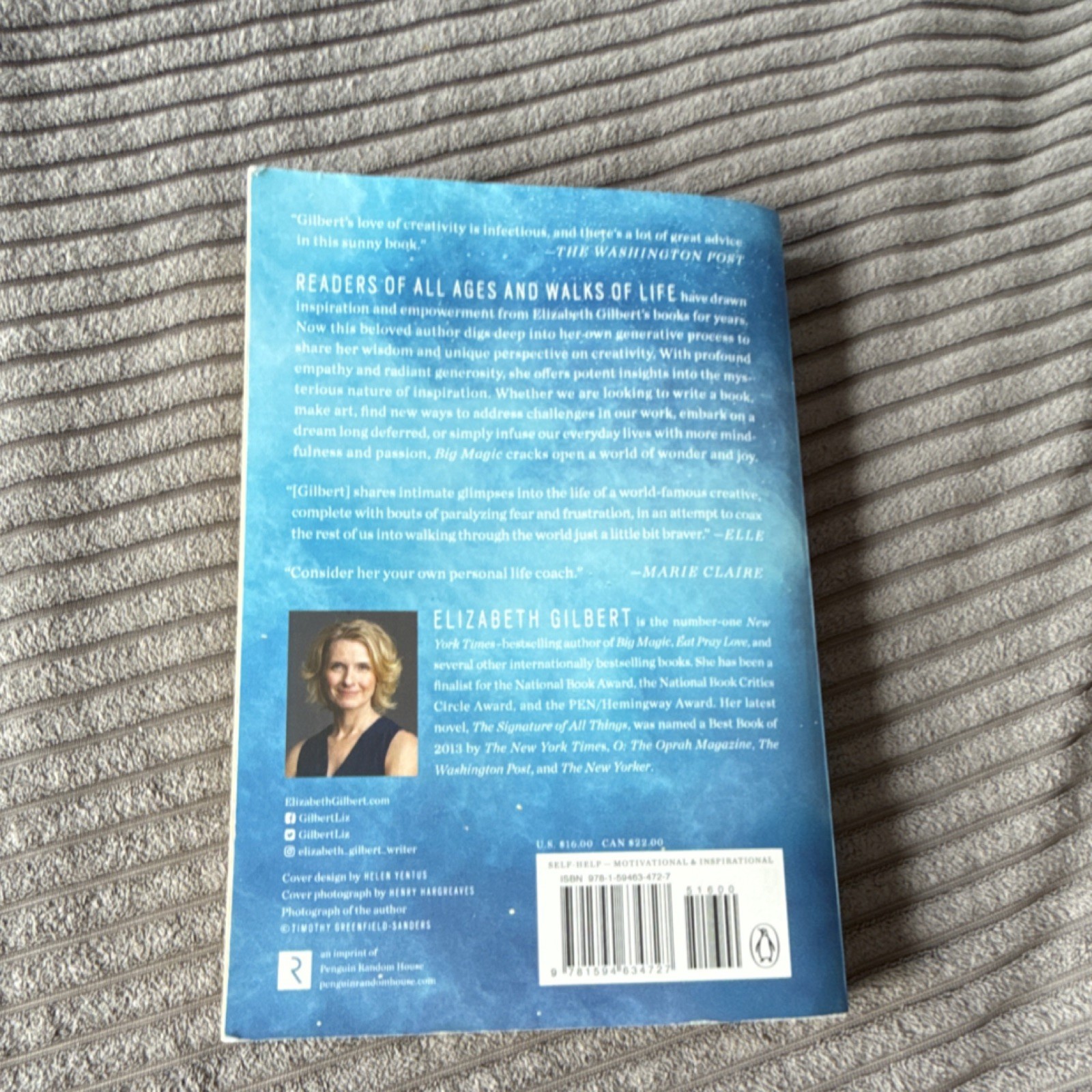 Elizabeth Gilbert Big Magic Creative Living Beyond Fear TP 2016 Motivational