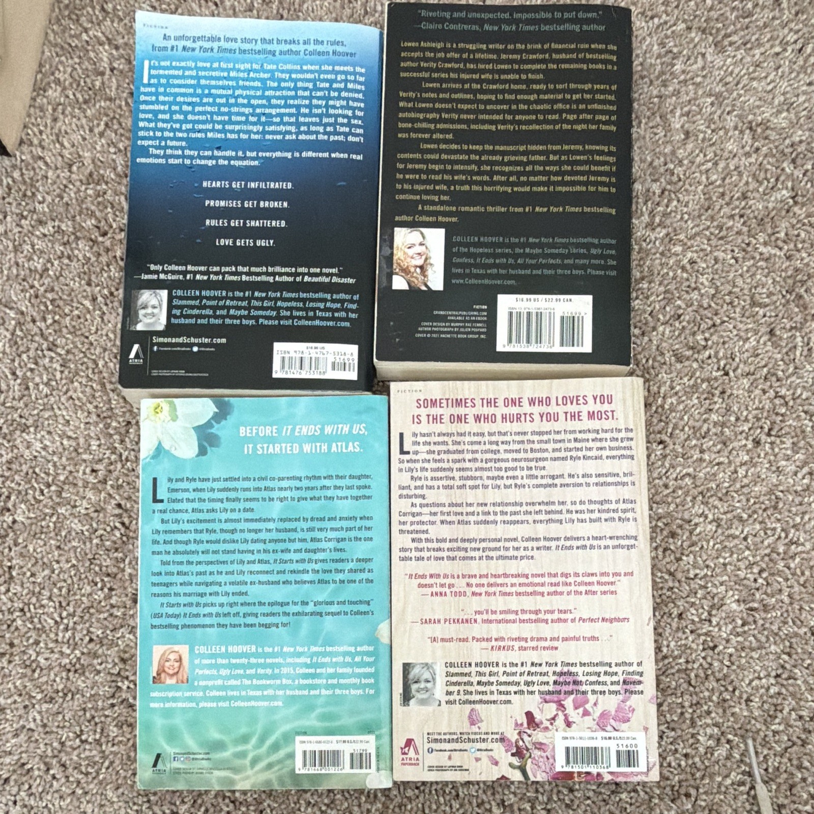 Colleen Hoover Paperback Lot – Ugly Love, Verity, It Starts/Ends With Us