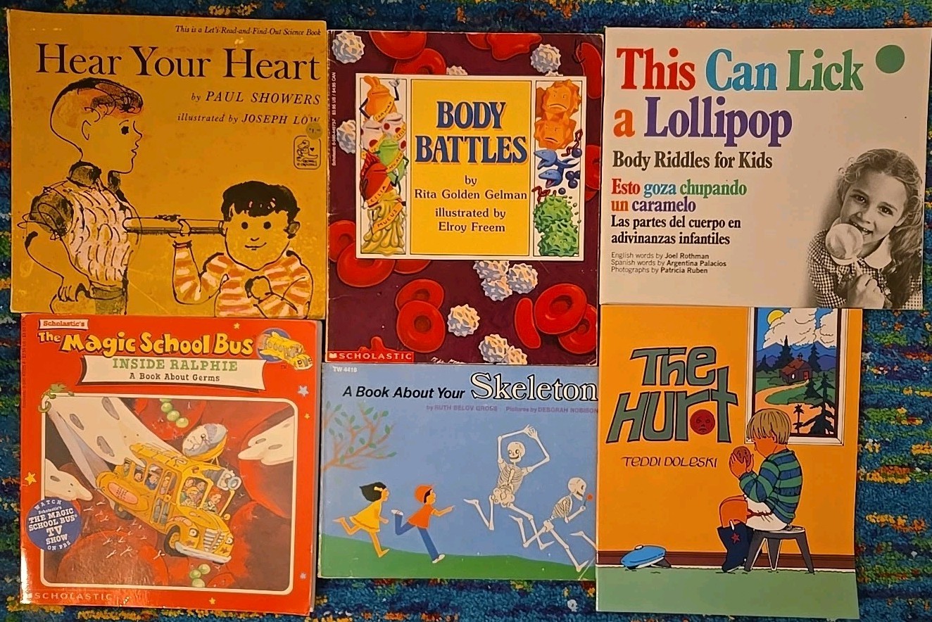 VTG 90s 80s 70s „Human Bodies“ Childrens Book Lot – Skeleton, Germs, Heart, Feel