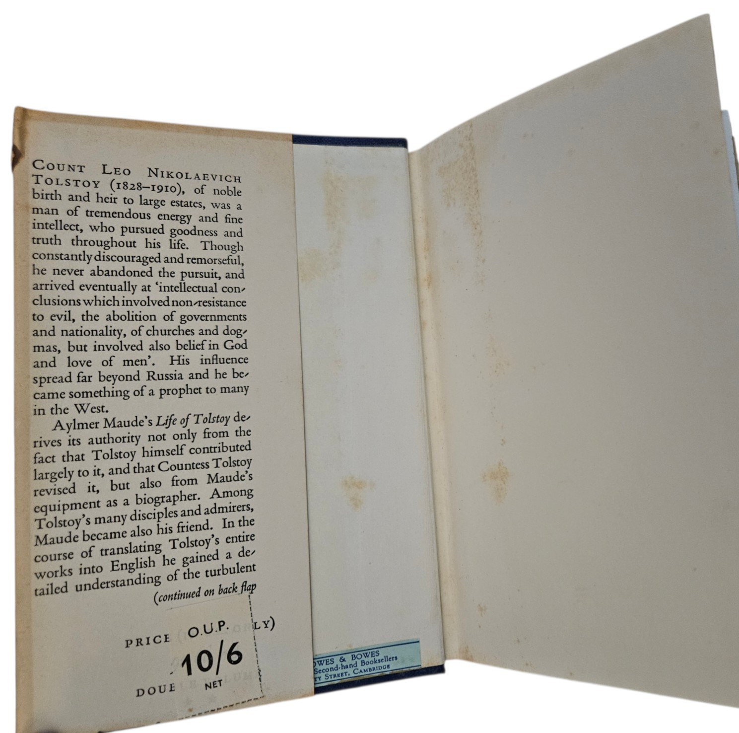 Vintage The Life of Leo Tolstoy Aylmer Maude 383 World’s Classics Oxford HC 1953