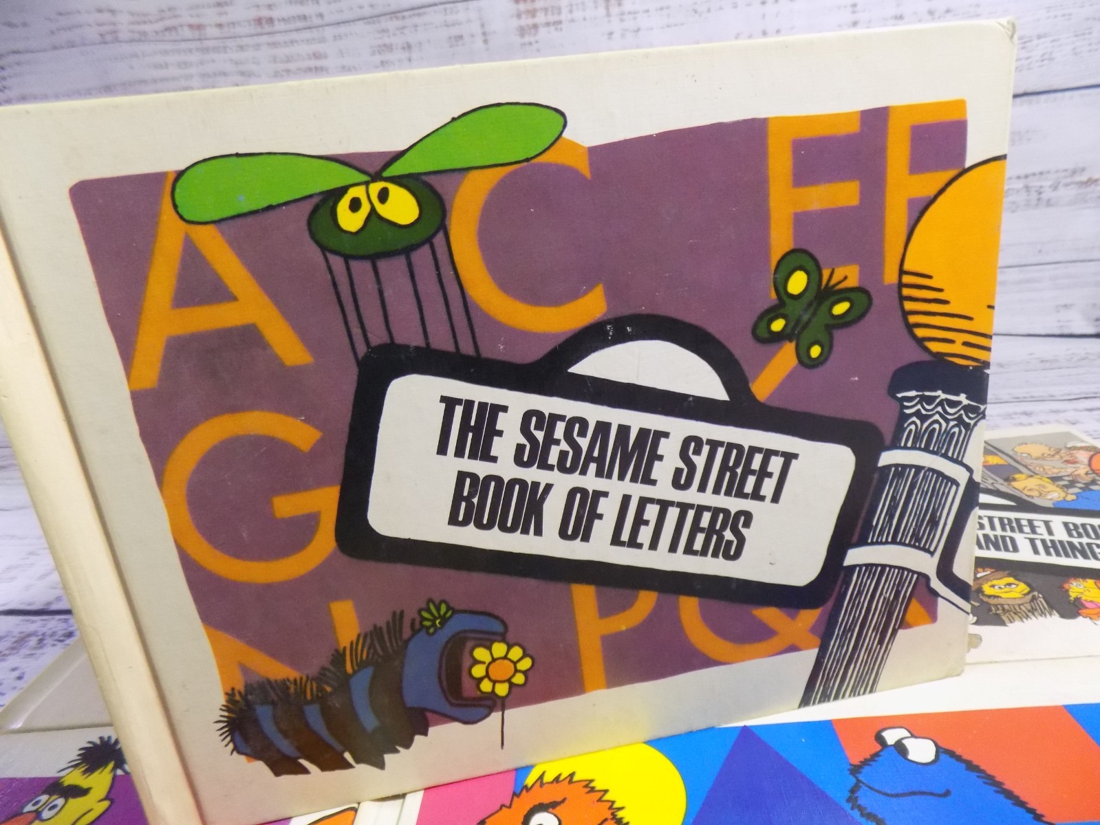 Set Of 5 Vintage Sesame Street Children’s Hard Cover Books Retro 1970s