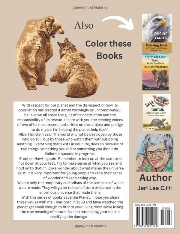 Save the Bears Coloring Book for Adults Teens 108 Pages 8.5 x 11 for All Ages