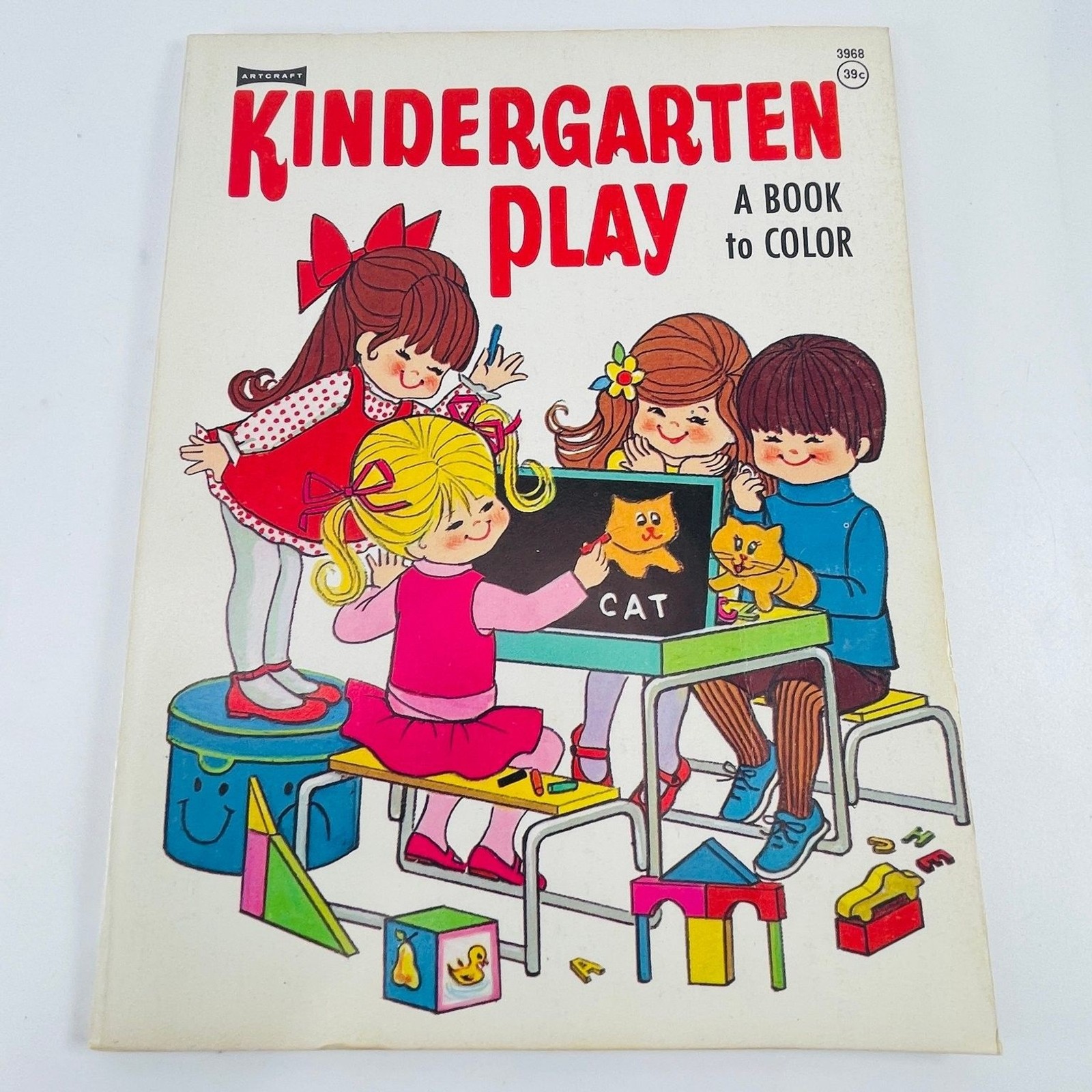 Kindergarten Play Artcraft 1960s Vintage Coloring Book Saalfield Uncolored