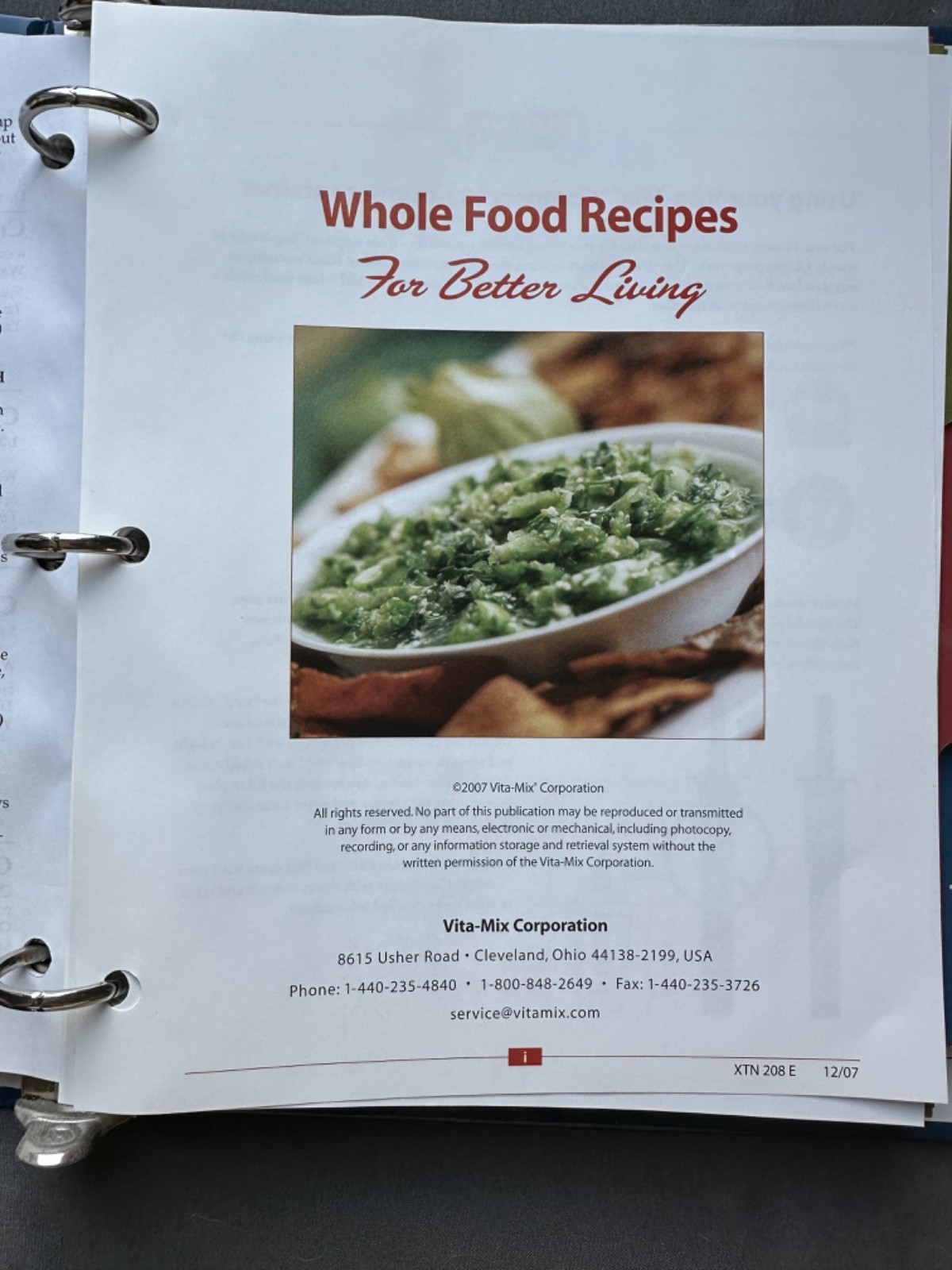 VITA-MIX Whole Food Recipes For Better Living ringed binder & Getting Started Gu
