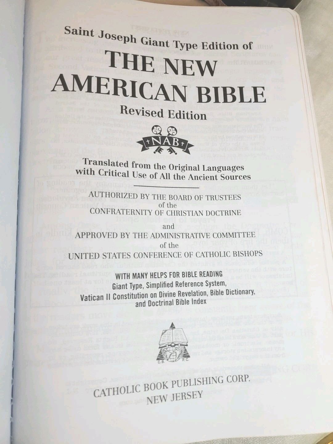 Saint Joseph Ed New American Bible LARGE TYPE Catholic Burgundy Leather 1986 NAB