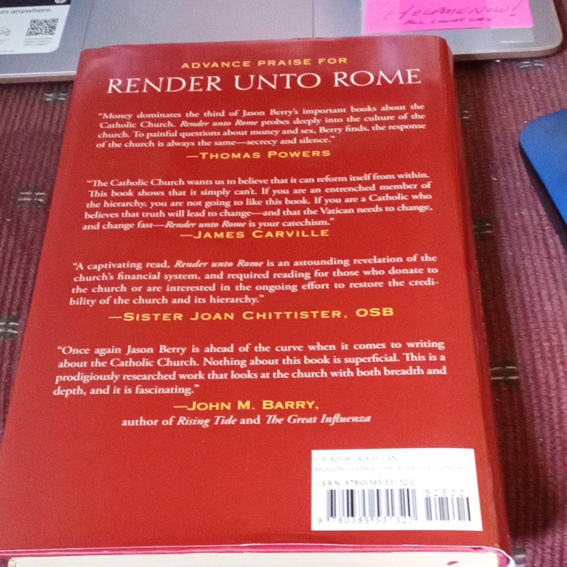 Jason Berry Render Unto Rome 2011 Crown/Archetype HC Dust Jacket 1st Ed.