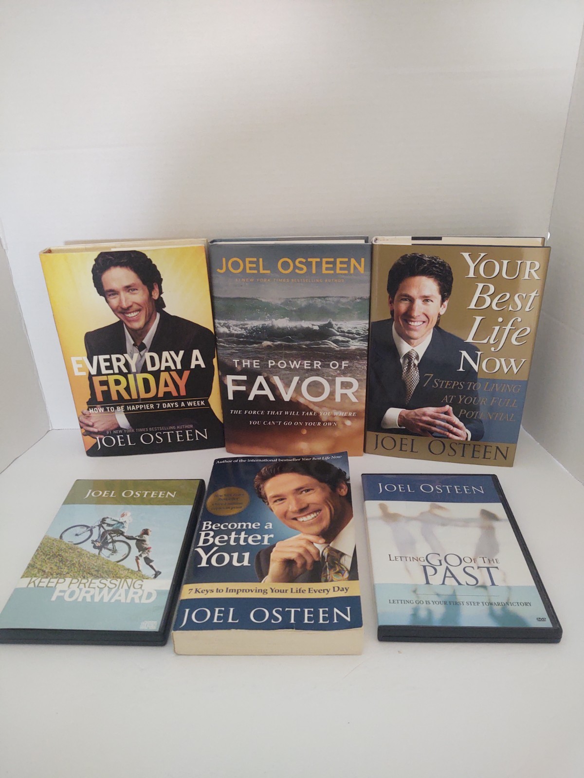 Lot Of 4 Joel Osteen Books 2 DVDs Christian Religious Faith Motivational Bundle