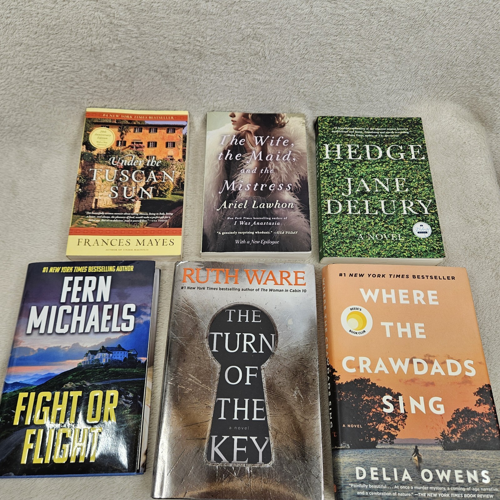 Book Lot Of 6 Novels Fiction Memoir Fern Micheals Delia Owens Ruth Ware PB HC