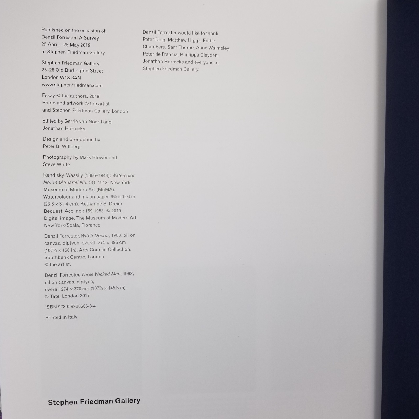 Denzil Forrester A Survey – 2019 Stephen Friedman Gallery Catalog HC