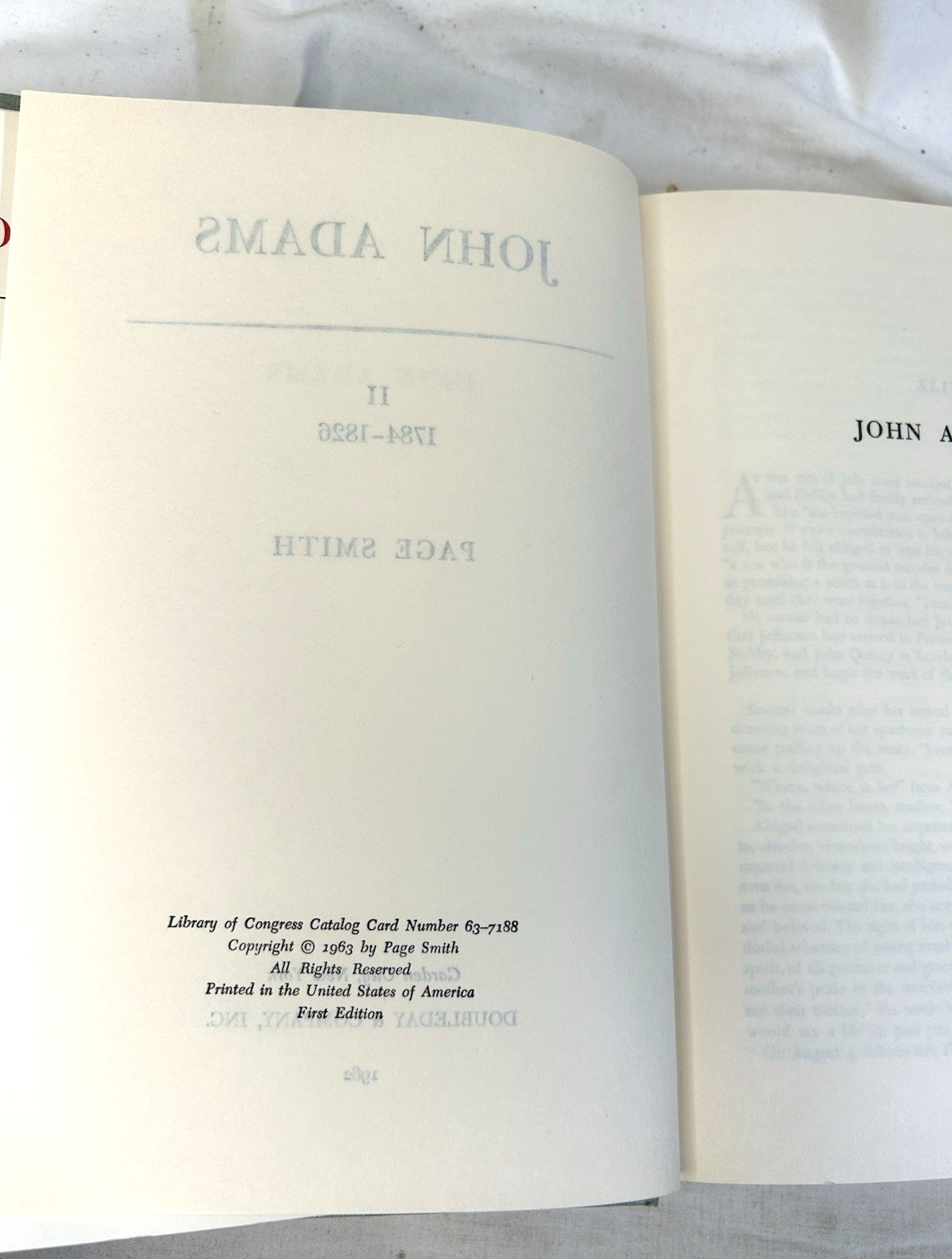 John Adams by Page Smith Vols 1 & 2 HC DJ 1962 Slipcase Biography BOMC