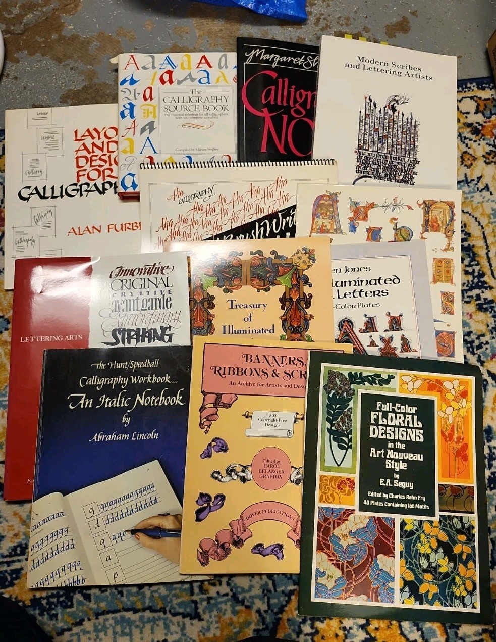 Vintage LOT CALLIGRAPHY BOOKS Workbook, Dover Assorted Designs