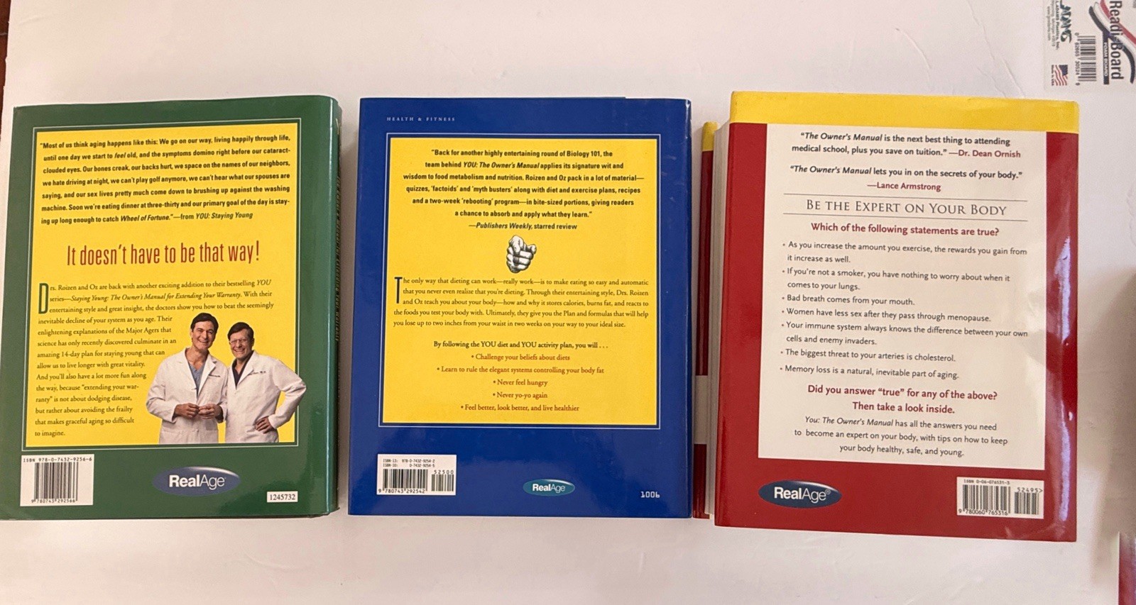 Lot of 4. “You “ Books : Dr .OZ Dr. Roizen , Staying Young, Diet, Owners Manual