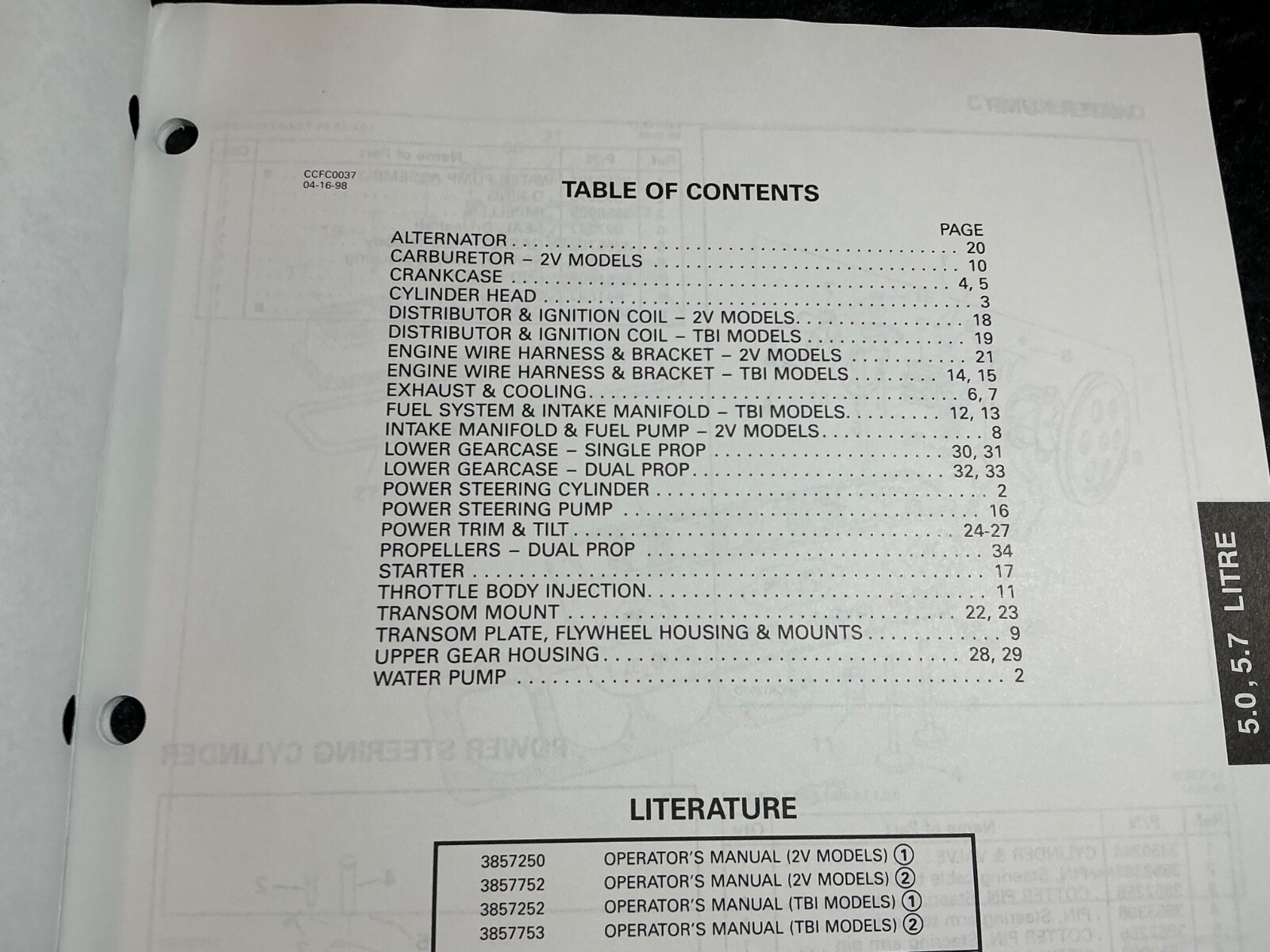 1998 OMC 5.0L 305 C.I. & 5.7L 350 C.I GM V8 Stern Drive Models Parts Catalog
